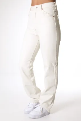 A 94 High Straight Jean Stone White