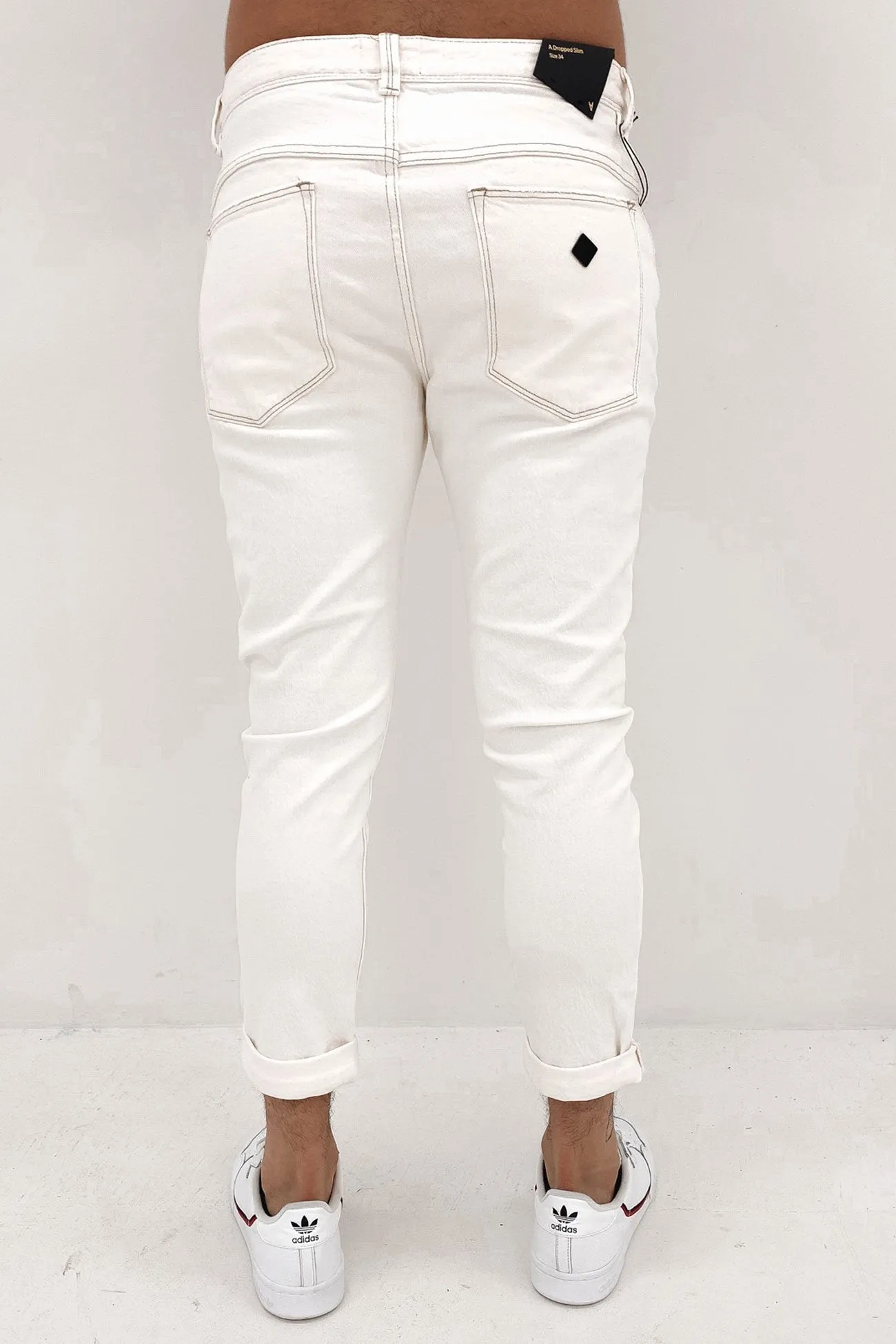 A Dropped Slim Jean Smokey White