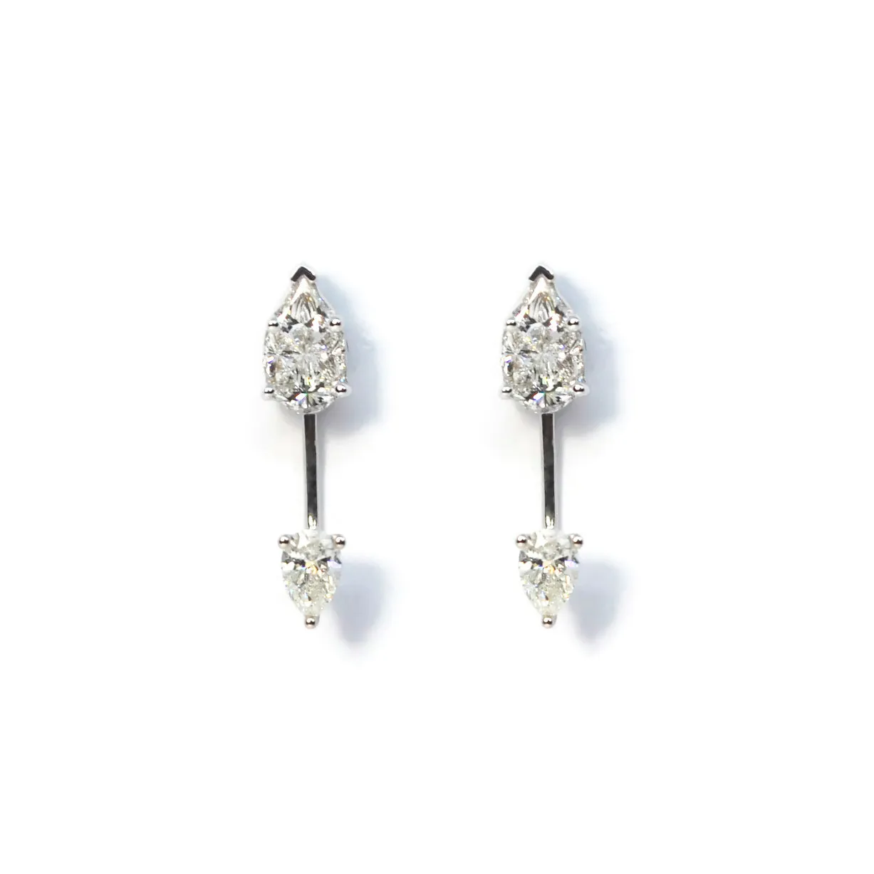 AFJ Diamond Collection - Pear Shape Diamond Stud Earrings, White Gold