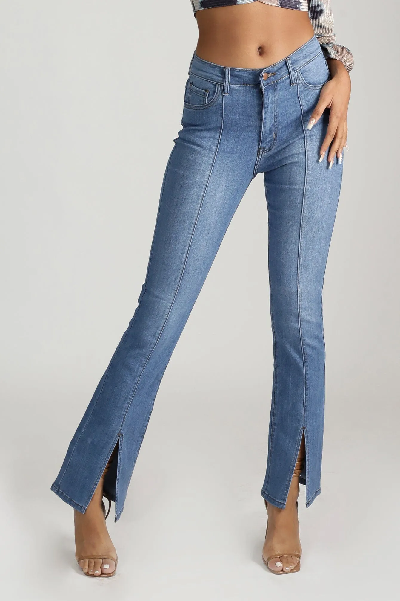 Ah Yah So Nice High Waist Front Split Straight Jeans