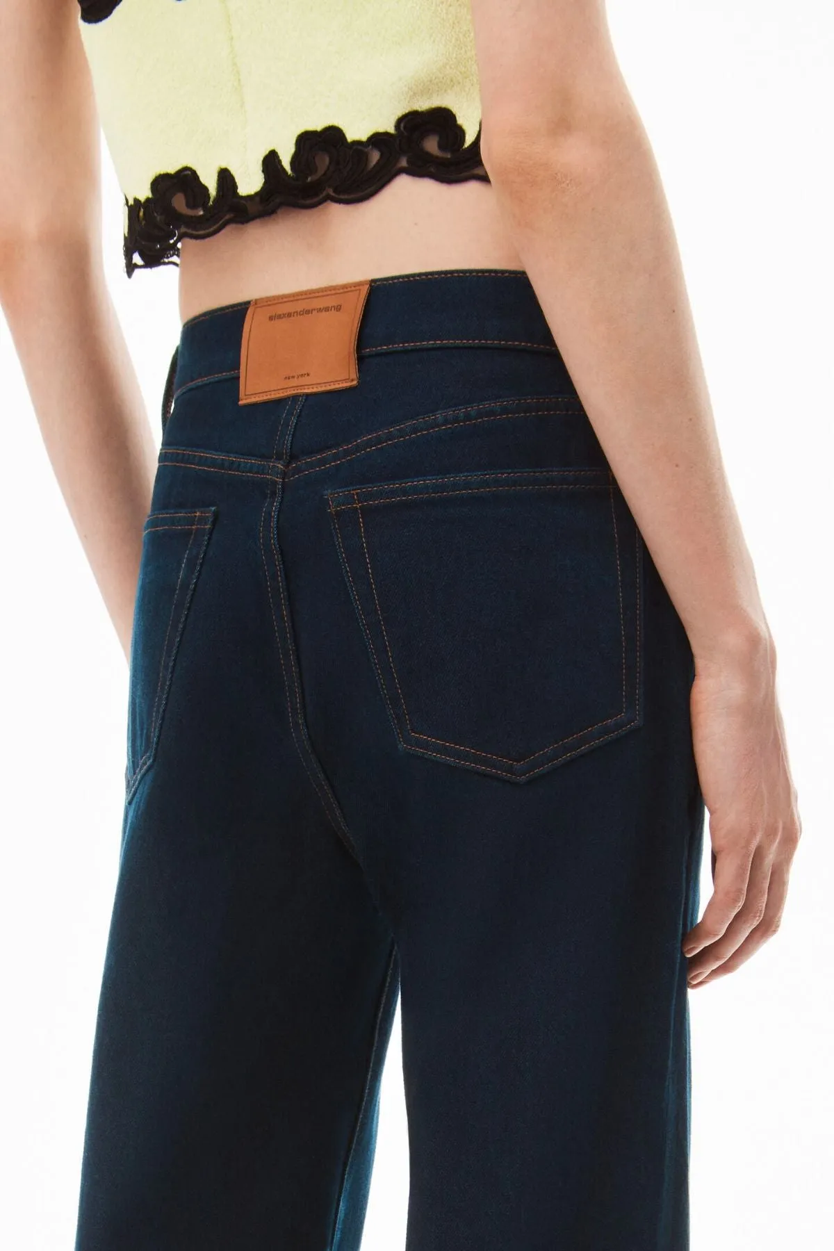 Alexander Wang EZ Mid Rise Relaxed Straight Jeans - Clean Bright Indigo