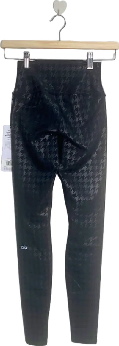 Alo Yoga Black Airlift High-Waist Glimmer Houndstooth Leggings - UK Size XXS - Elevate Your Style with Luxe Comfort