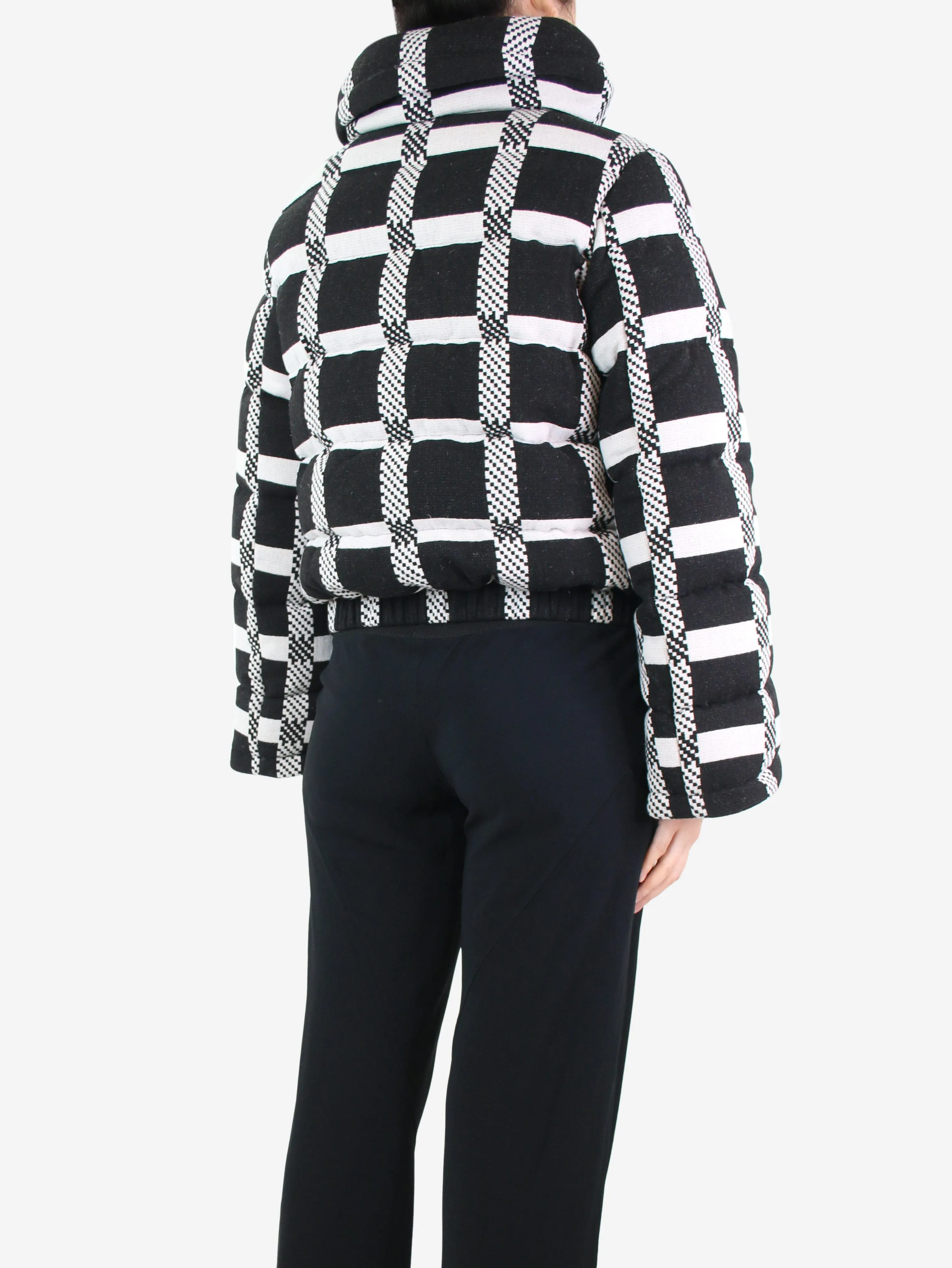 Black and white checkered wool-blend jacket - size S