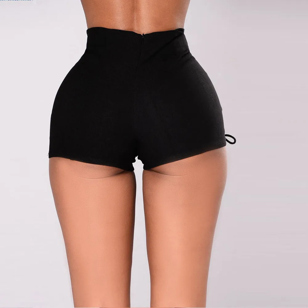 Black Bandage Hollow Out  Bodycon Jean Shorts