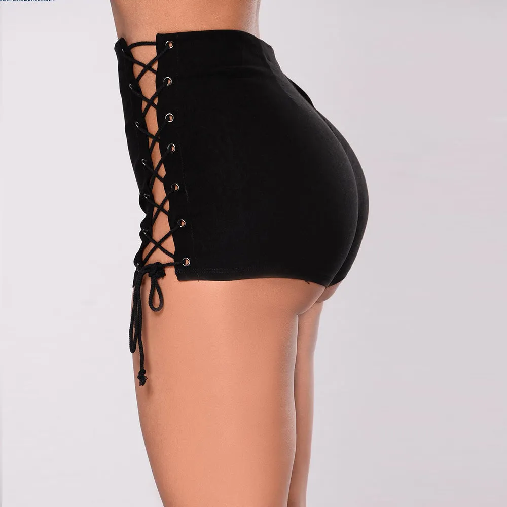 Black Bandage Hollow Out  Bodycon Jean Shorts