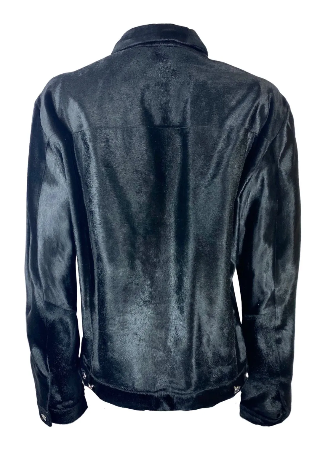 BLOOD BROTHER Black Calf Hair Leather Jean Style Jacket (M)