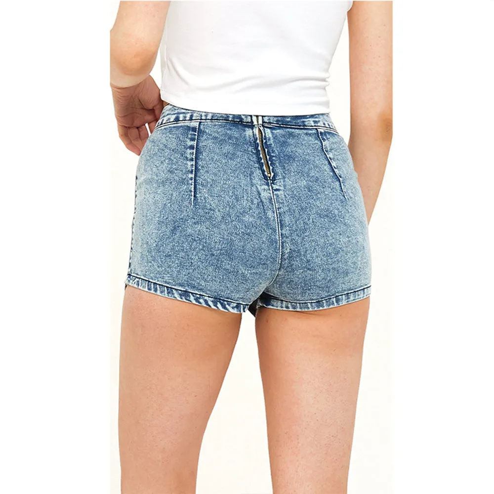 Blue High Waist Skort Jean Shorts