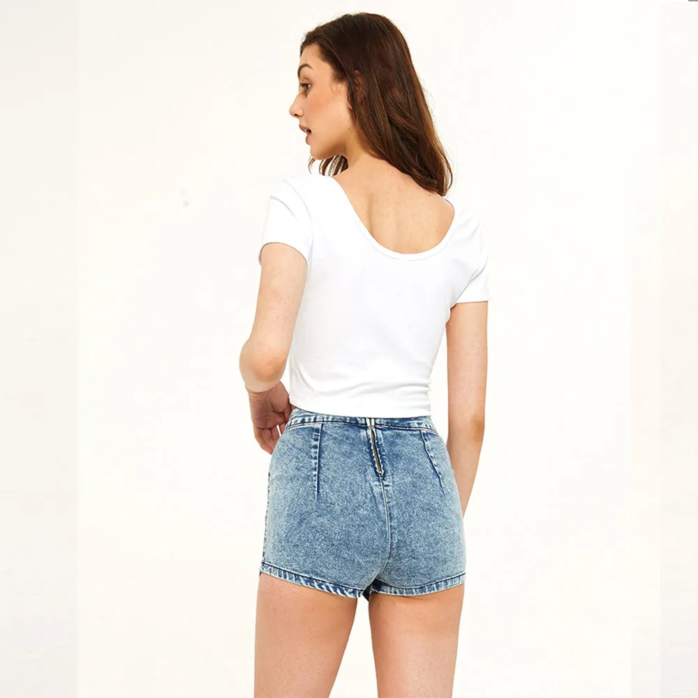 Blue High Waist Skort Jean Shorts