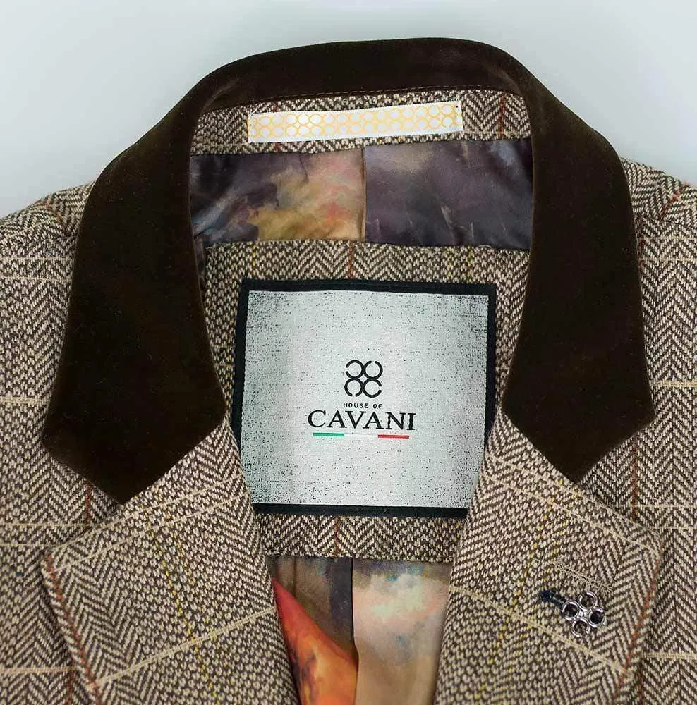 Cavani Baron Tweed Tan Men's Slim Fit Blazer