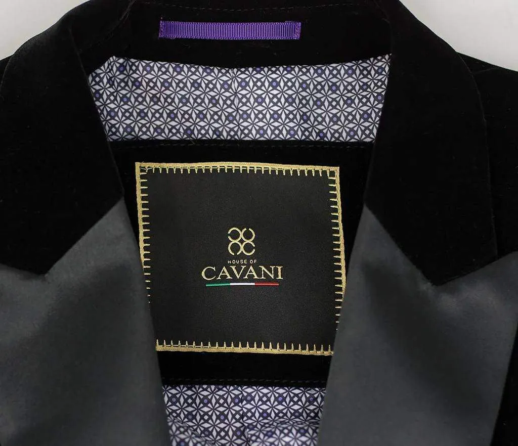 Cavani Rosa Black Sim Fit Velvet Style Jacket