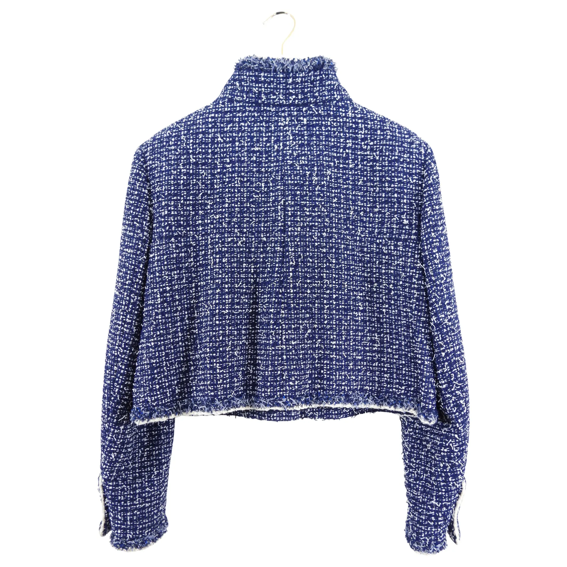 Chanel 2015 Blue and White Tweed Short Jacket - L / XL