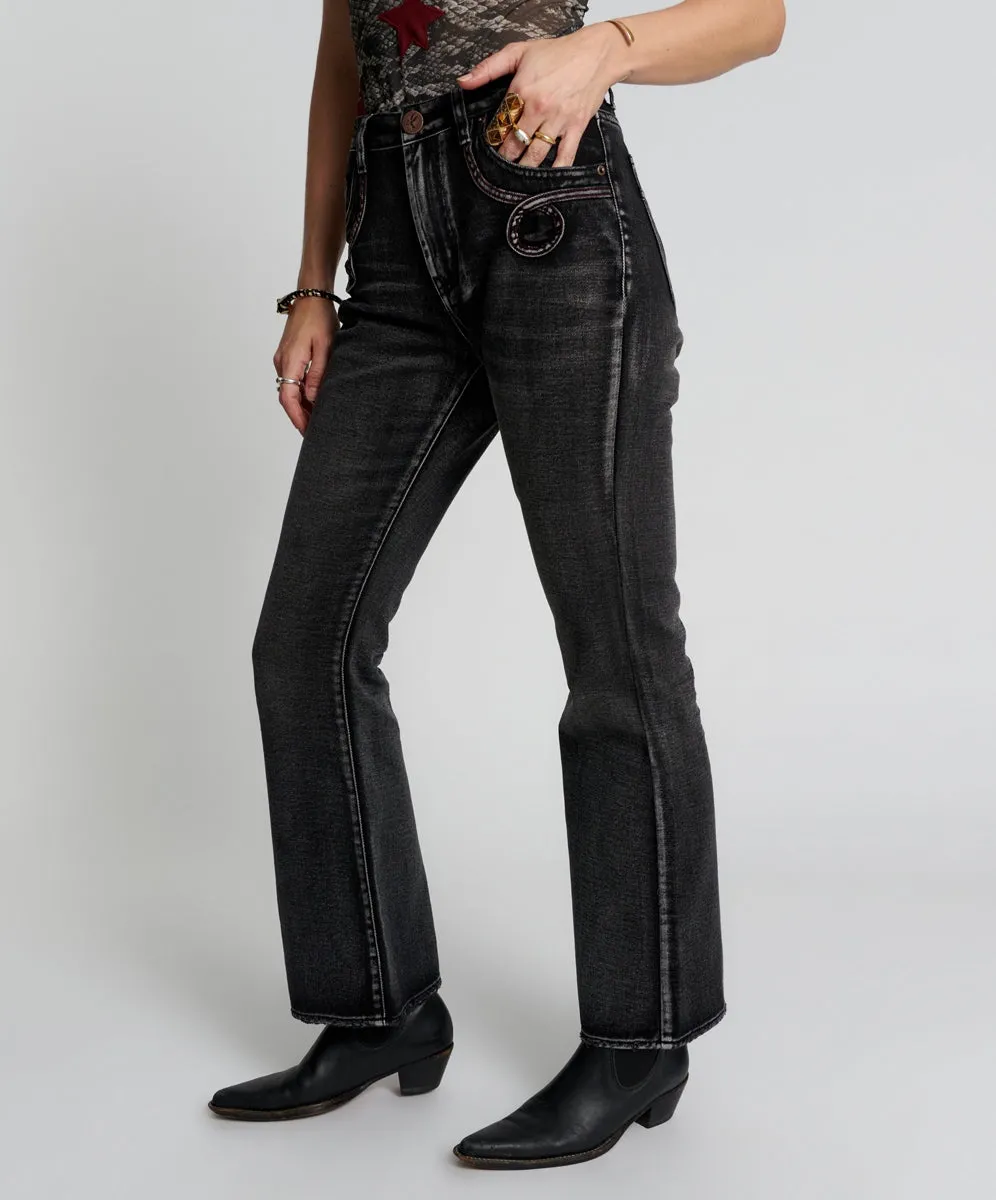 Charlie Slim High Waist Bootcut Jeans - Faded Black