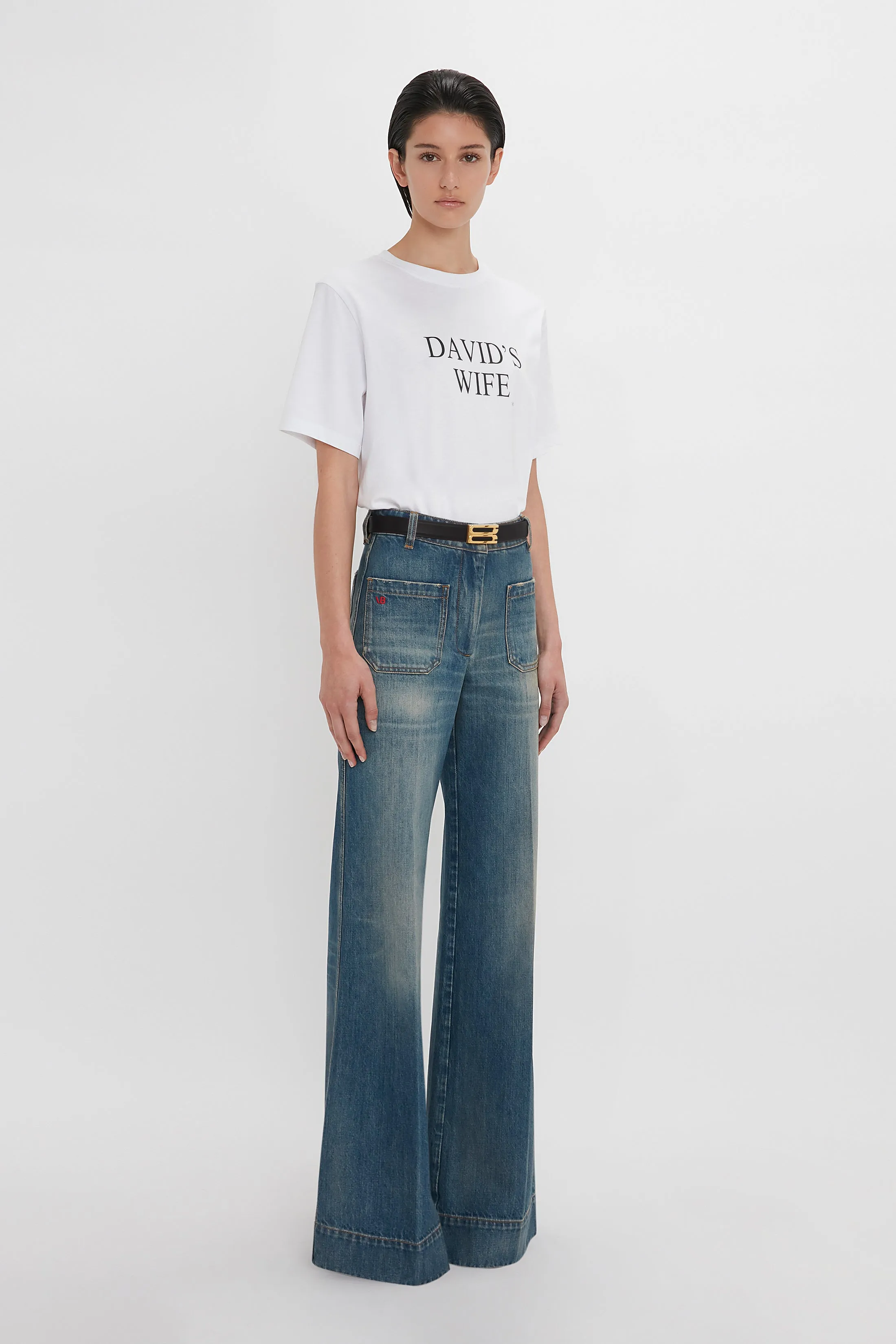 'David's Wife' Slogan T-Shirt In White