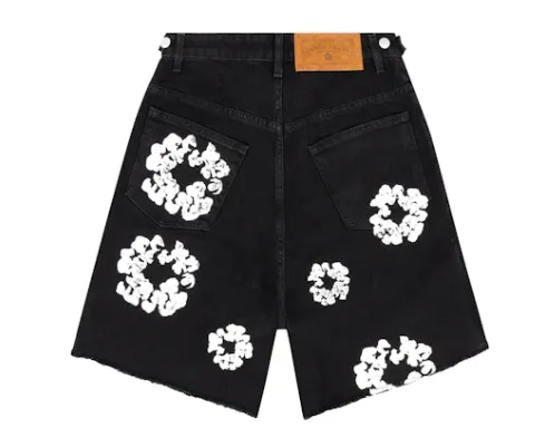 DENIM TEARS COTTON WREATH JEAN SHORT BLACK