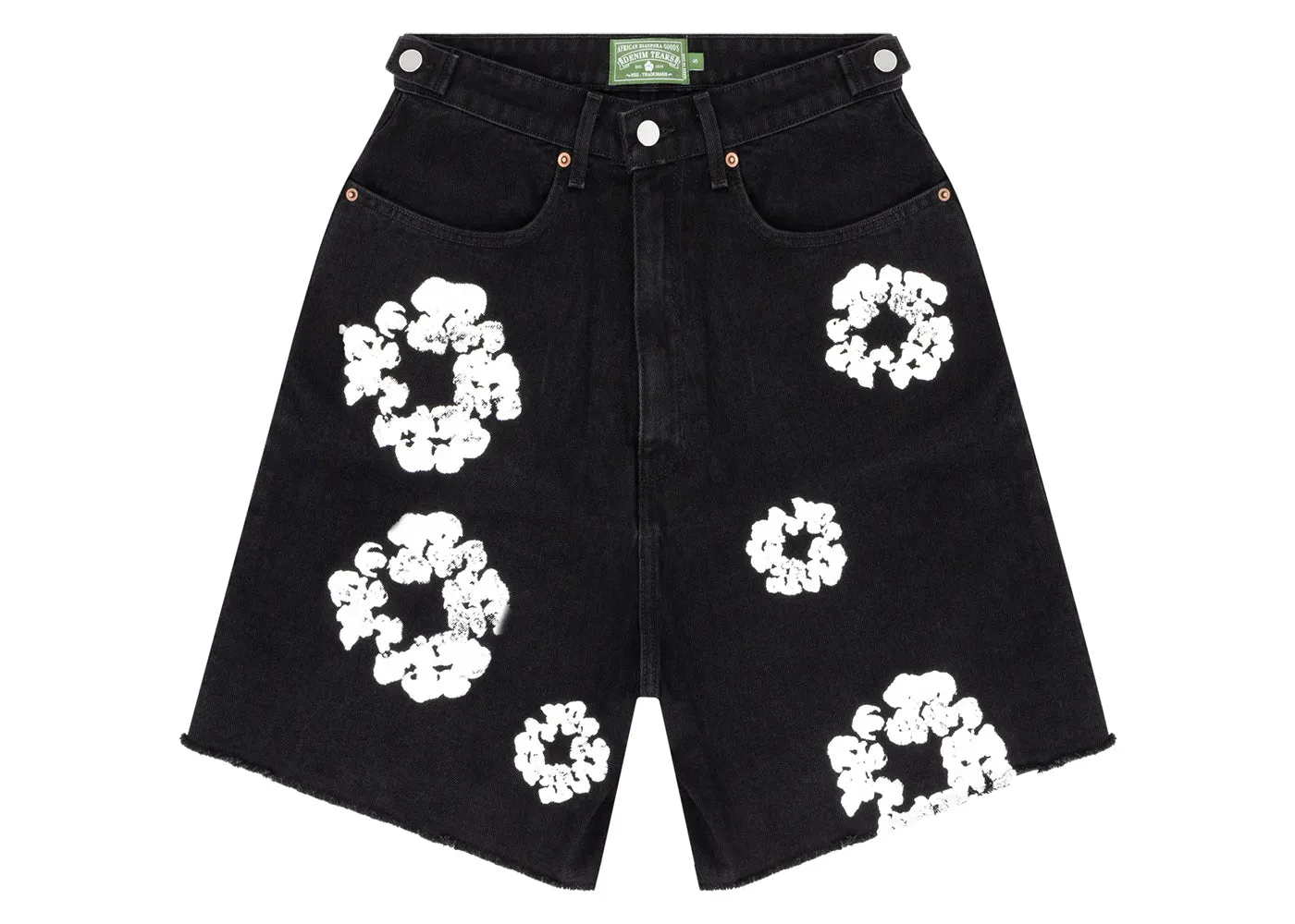 DENIM TEARS COTTON WREATH JEAN SHORT BLACK