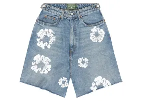 DENIM TEARS COTTON WREATH JEAN SHORT LIGHT WASH