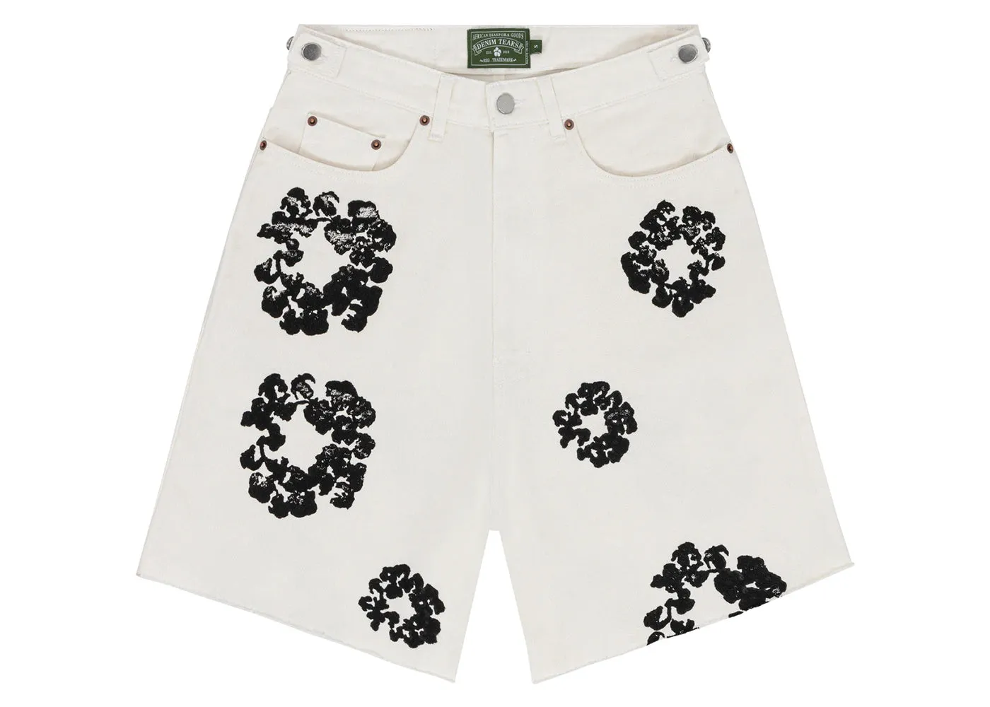 DENIM TEARS COTTON WREATH JEAN SHORT WHITE