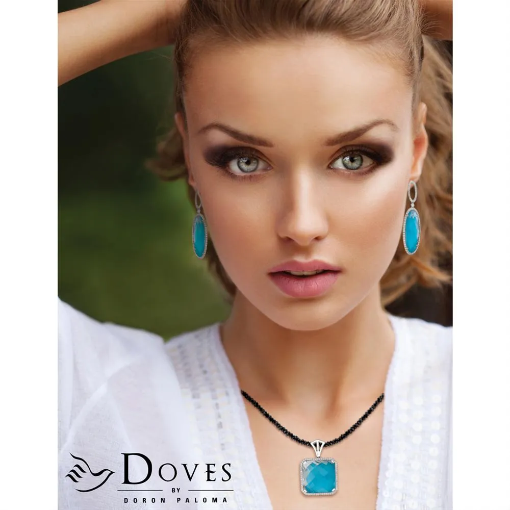 Doves St. Barths Blue Turquoise Diamond Pendant Necklace