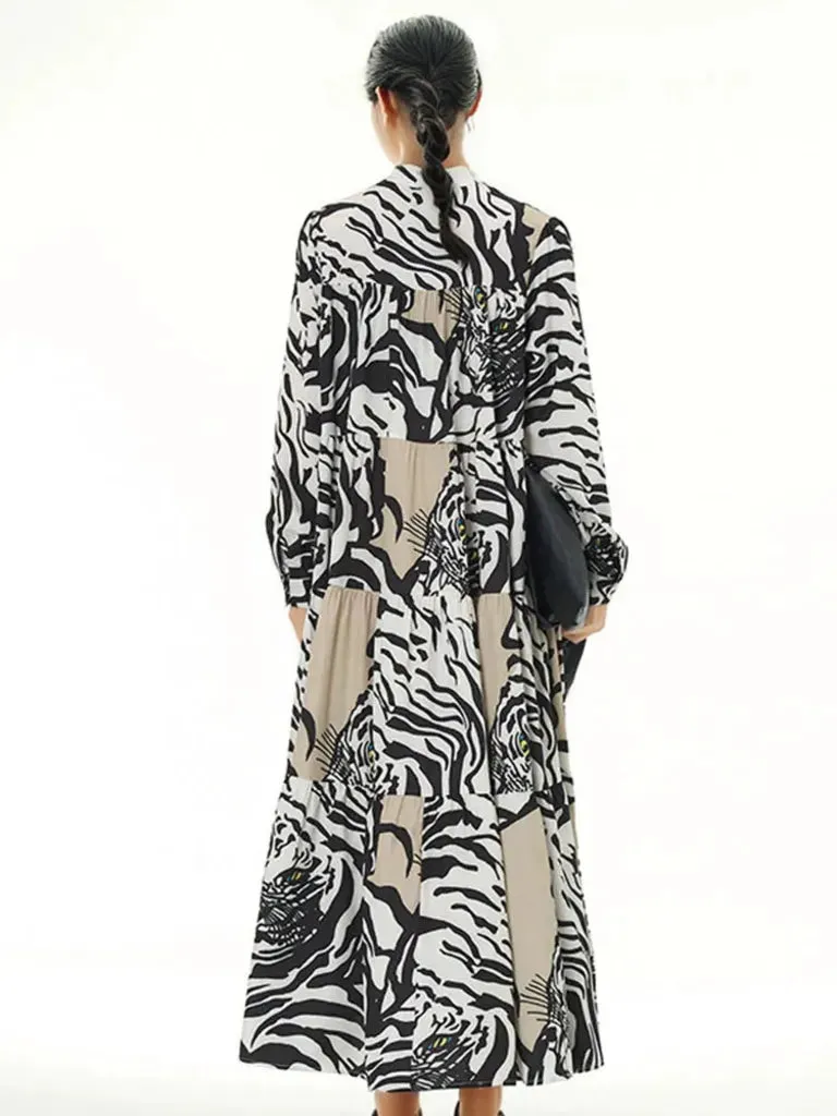 Elegant Maxi Dress with Animal Print