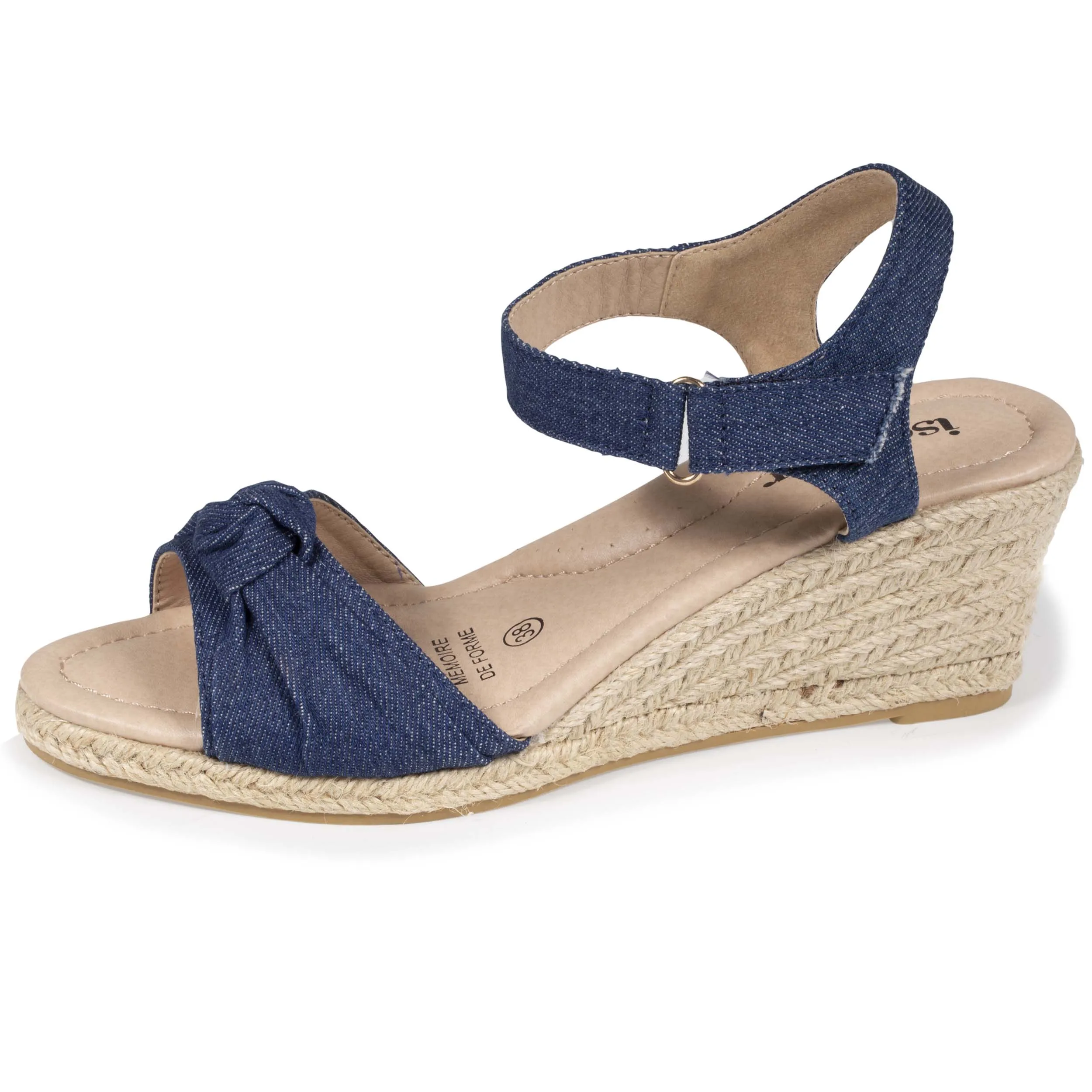 Espadrilles Femme nud talon Bleu