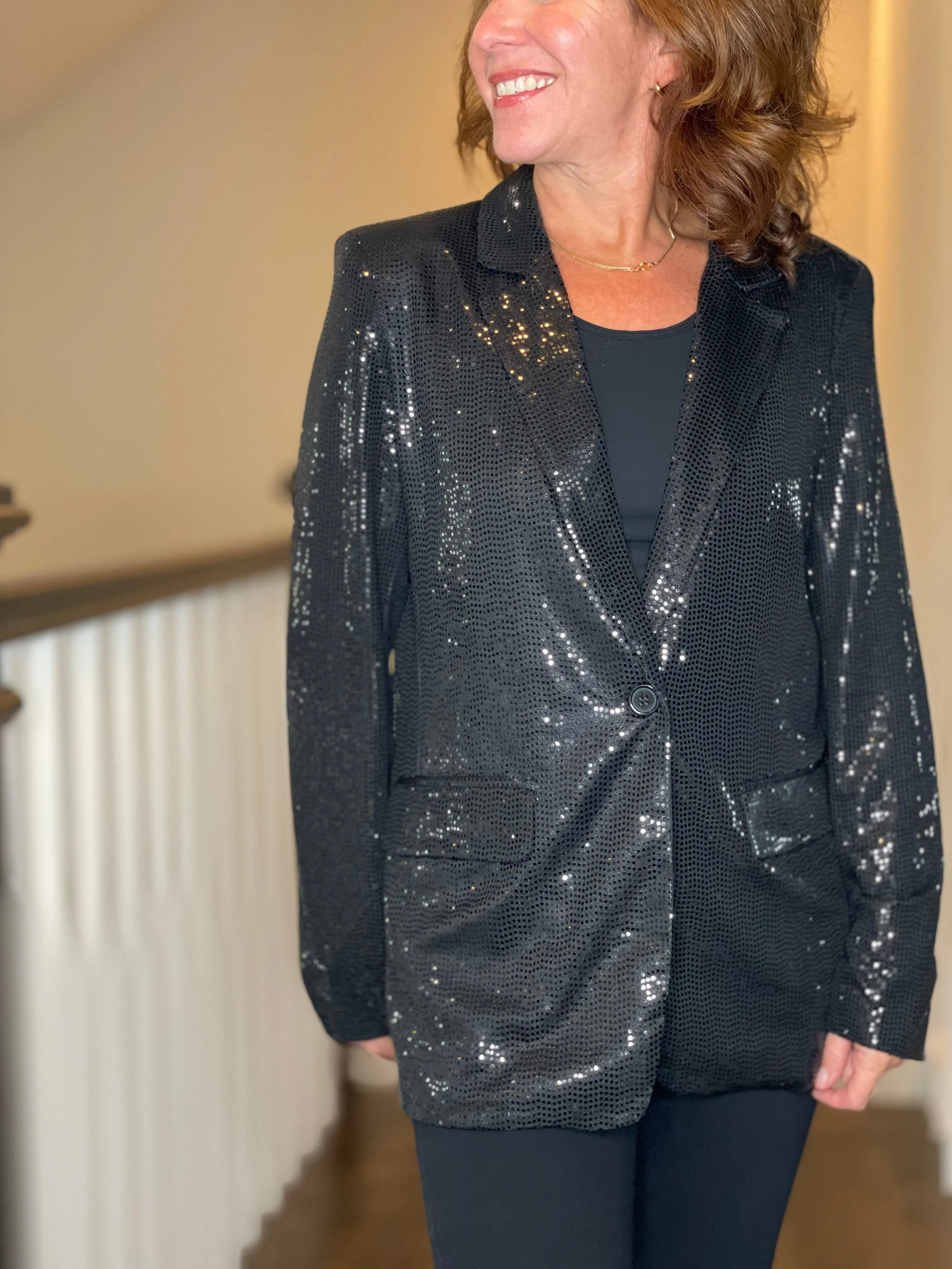 Esqualo Black Sequin Blazer