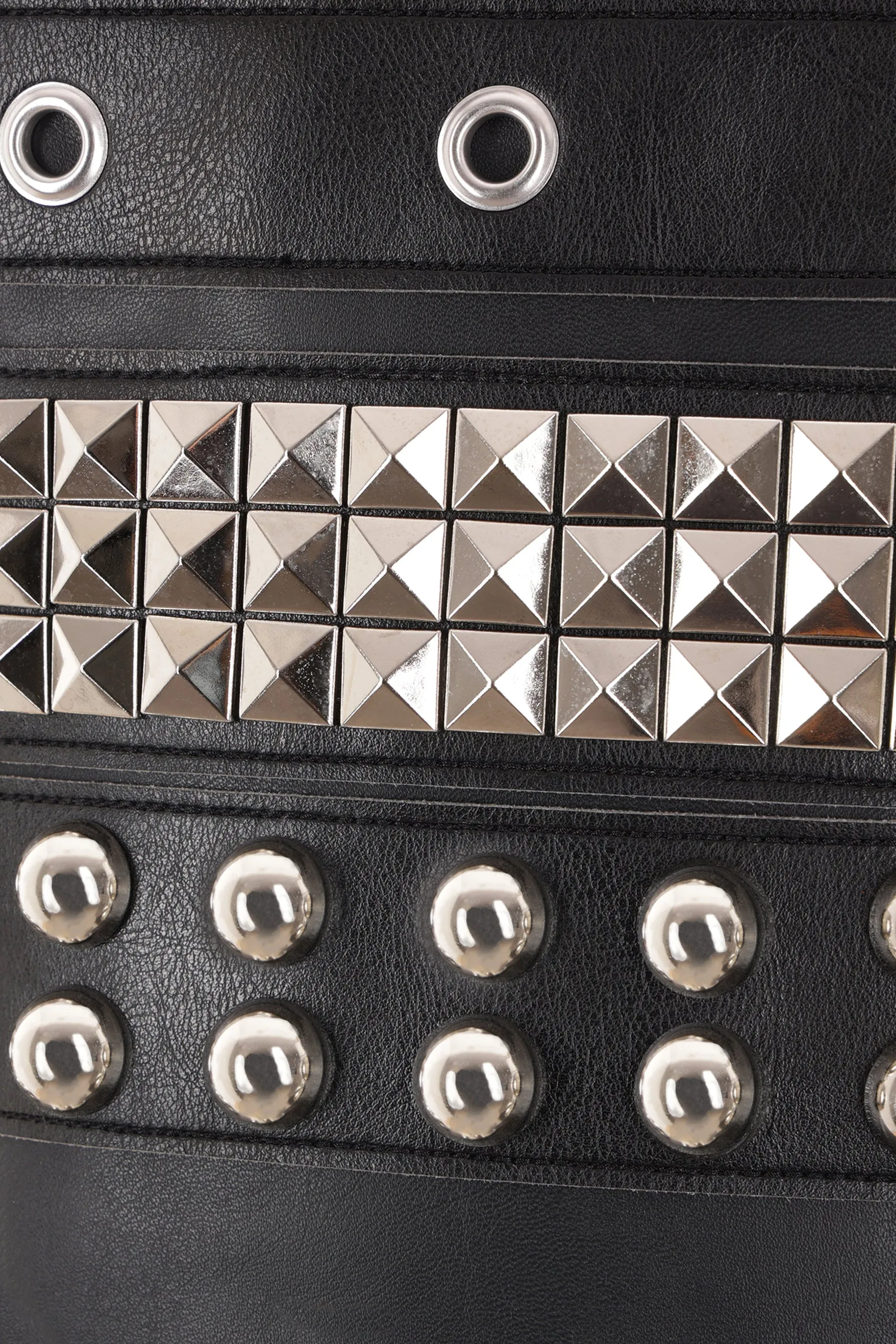 faux-leather sleeveless jacket with studs