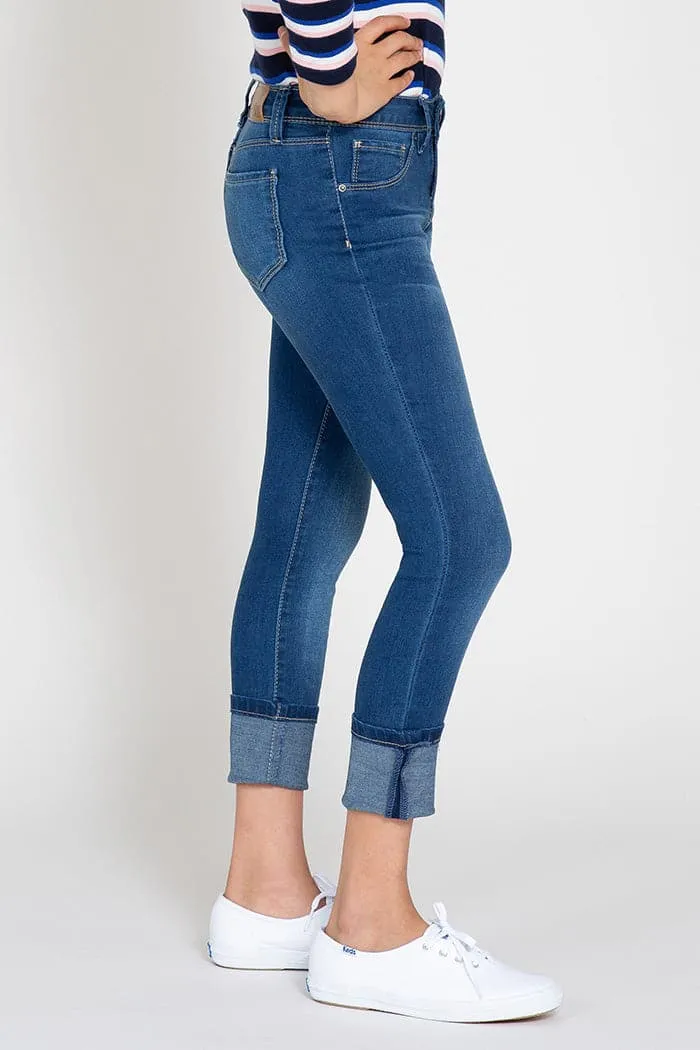 Girls Wide Cuff Denim Skinny Jeans