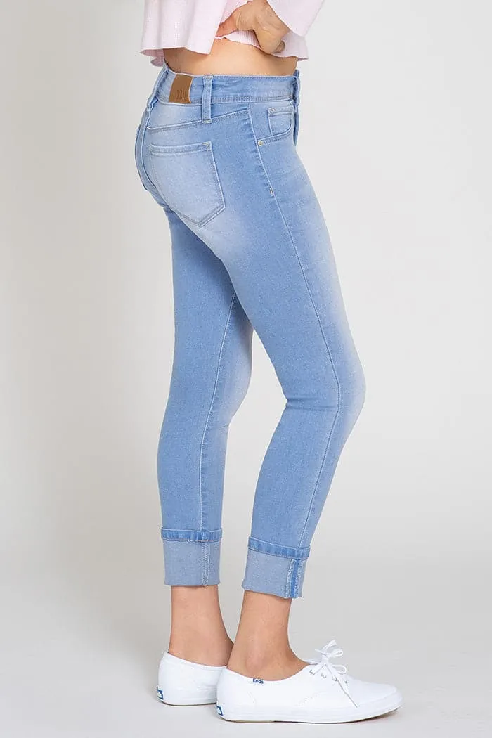 Girls Wide Cuff Denim Skinny Jeans