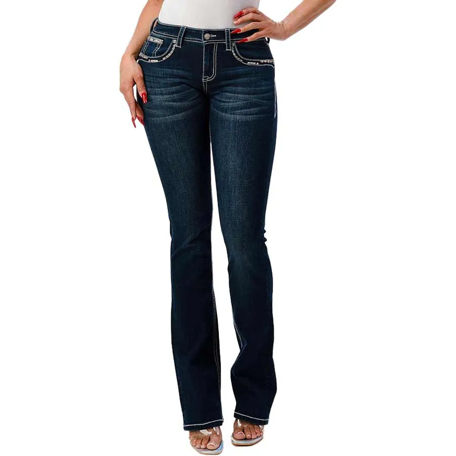 Grace in LA Women's Steer Head Bootcut Jeans