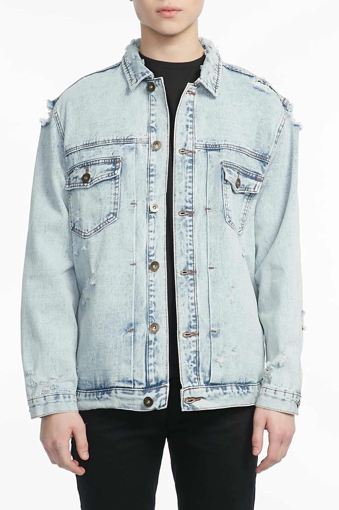 Guys Oversized Destroyed Denim Jacket