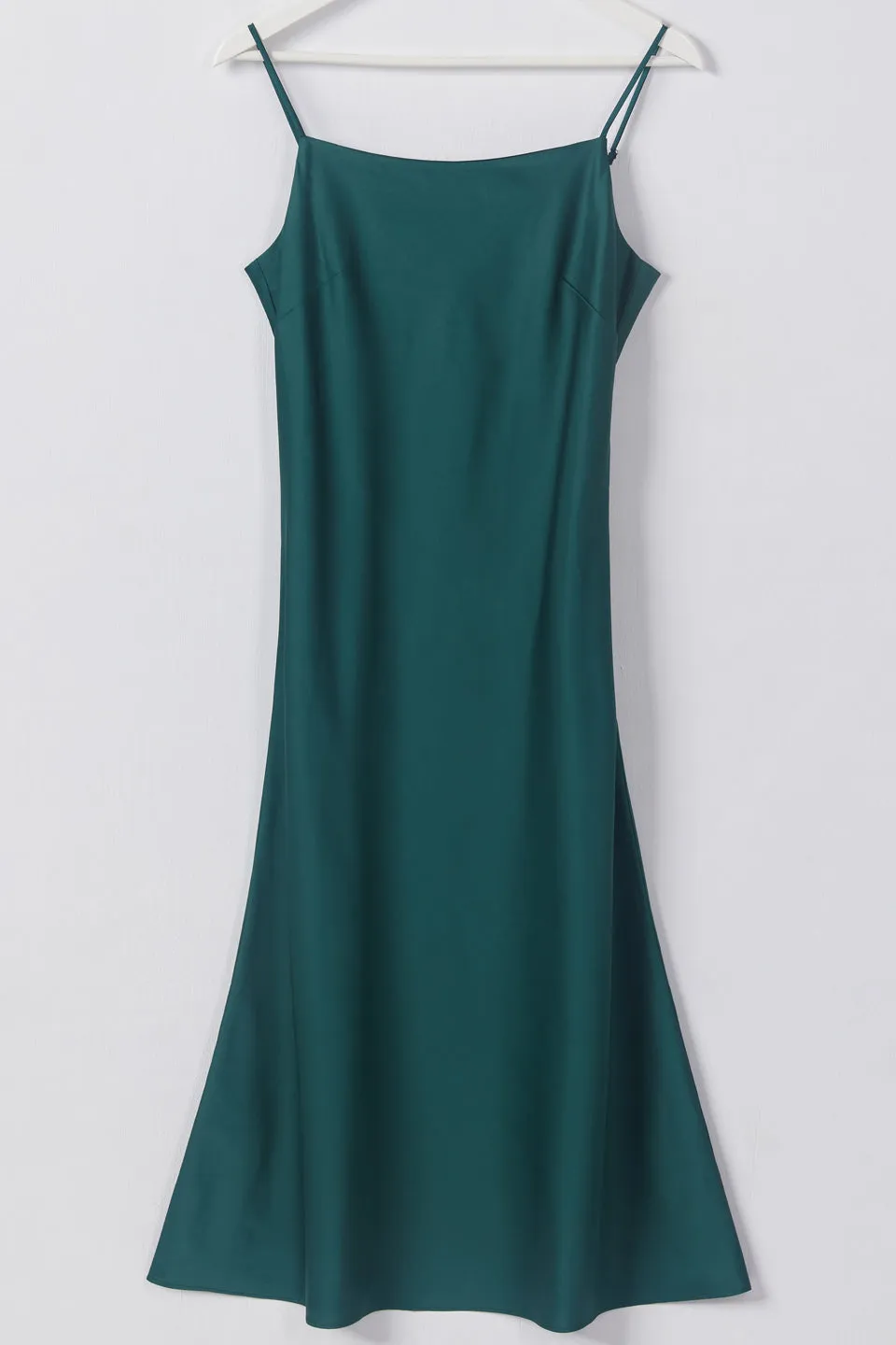 Happy Hour Emerald Satin Soft Cowl Neck Slip Dress