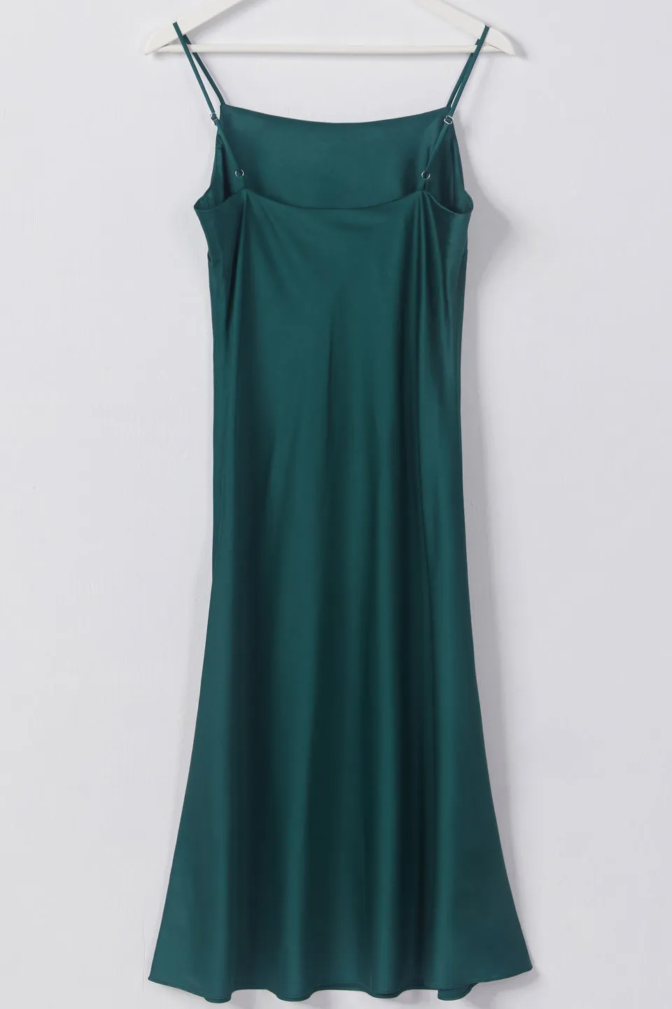 Happy Hour Emerald Satin Soft Cowl Neck Slip Dress