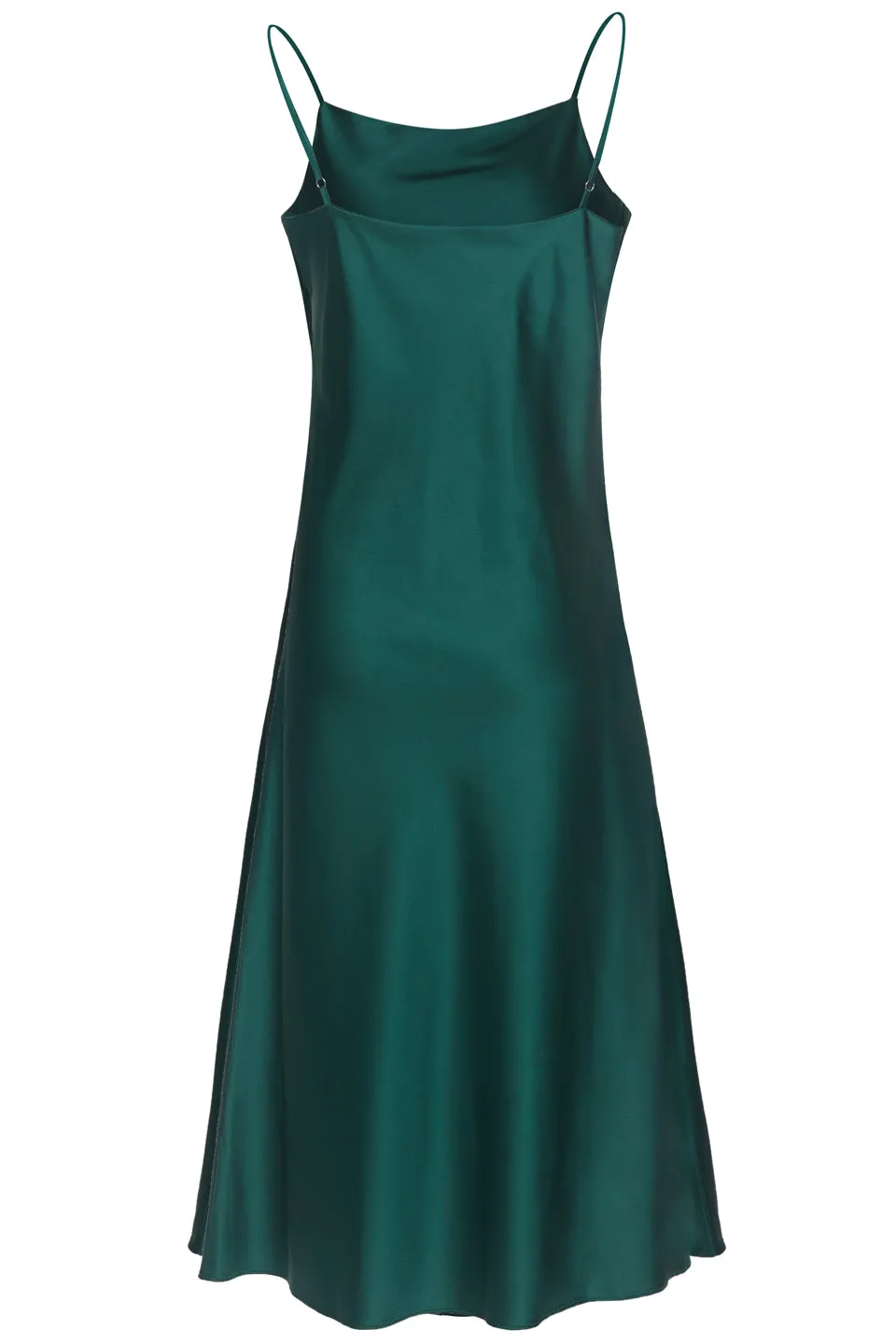 Happy Hour Emerald Satin Soft Cowl Neck Slip Dress