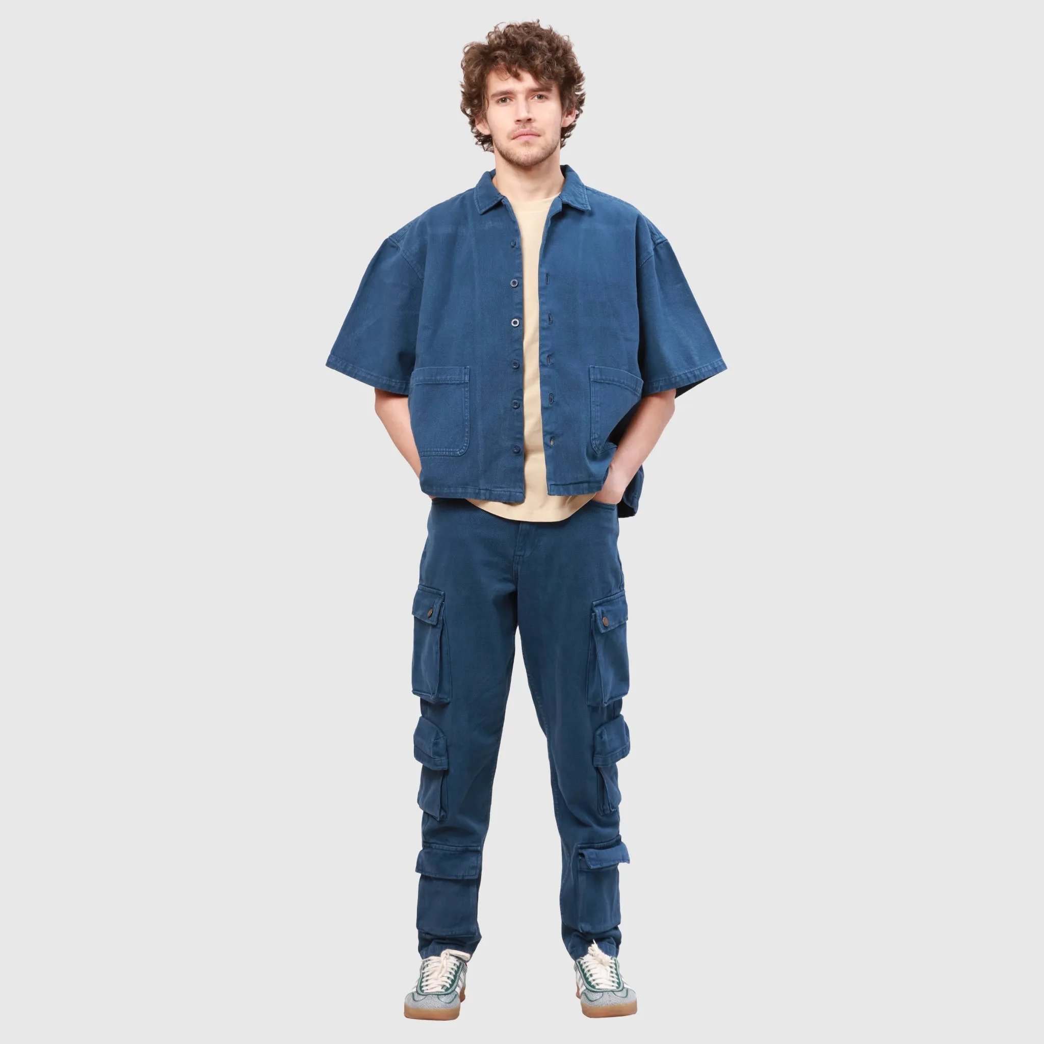 Heavyduty BOXY SHIRT- Washed Navy