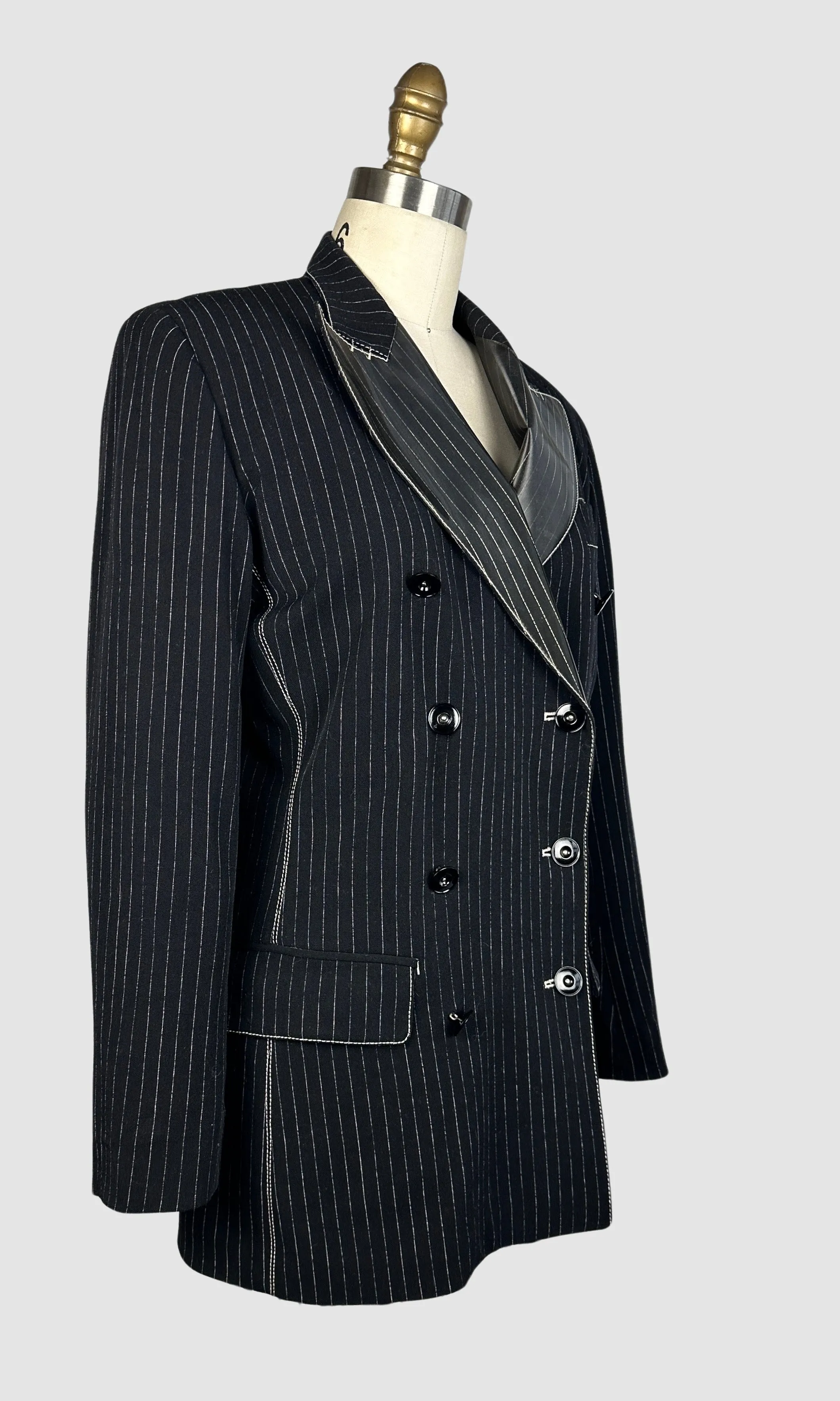 JEAN PAUL GAULTIER Femme 90s Black Pinstripe Blazer  Small