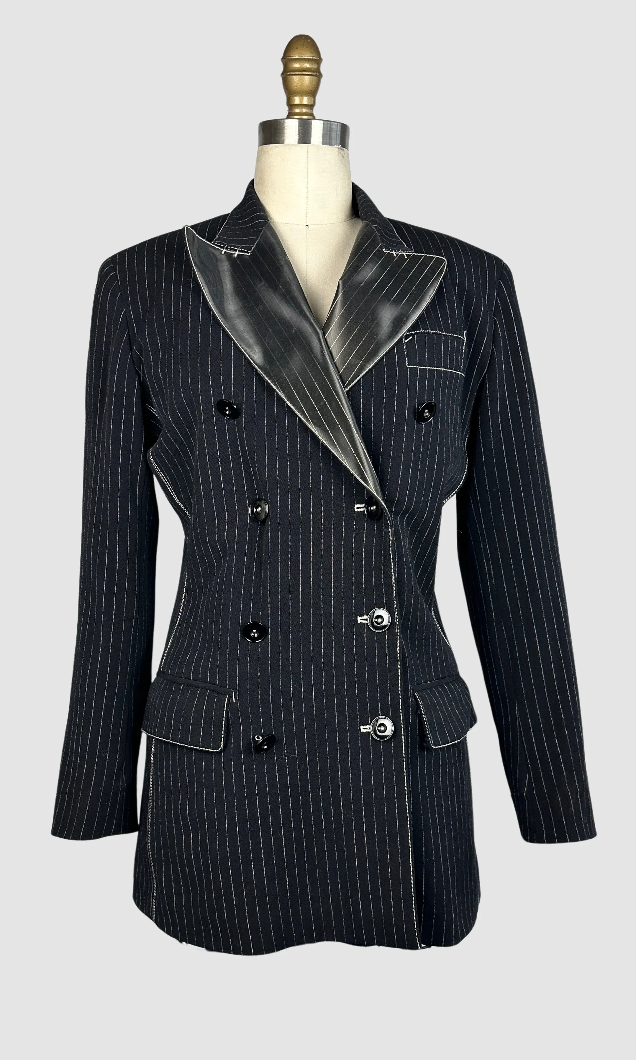 JEAN PAUL GAULTIER Femme 90s Black Pinstripe Blazer  Small