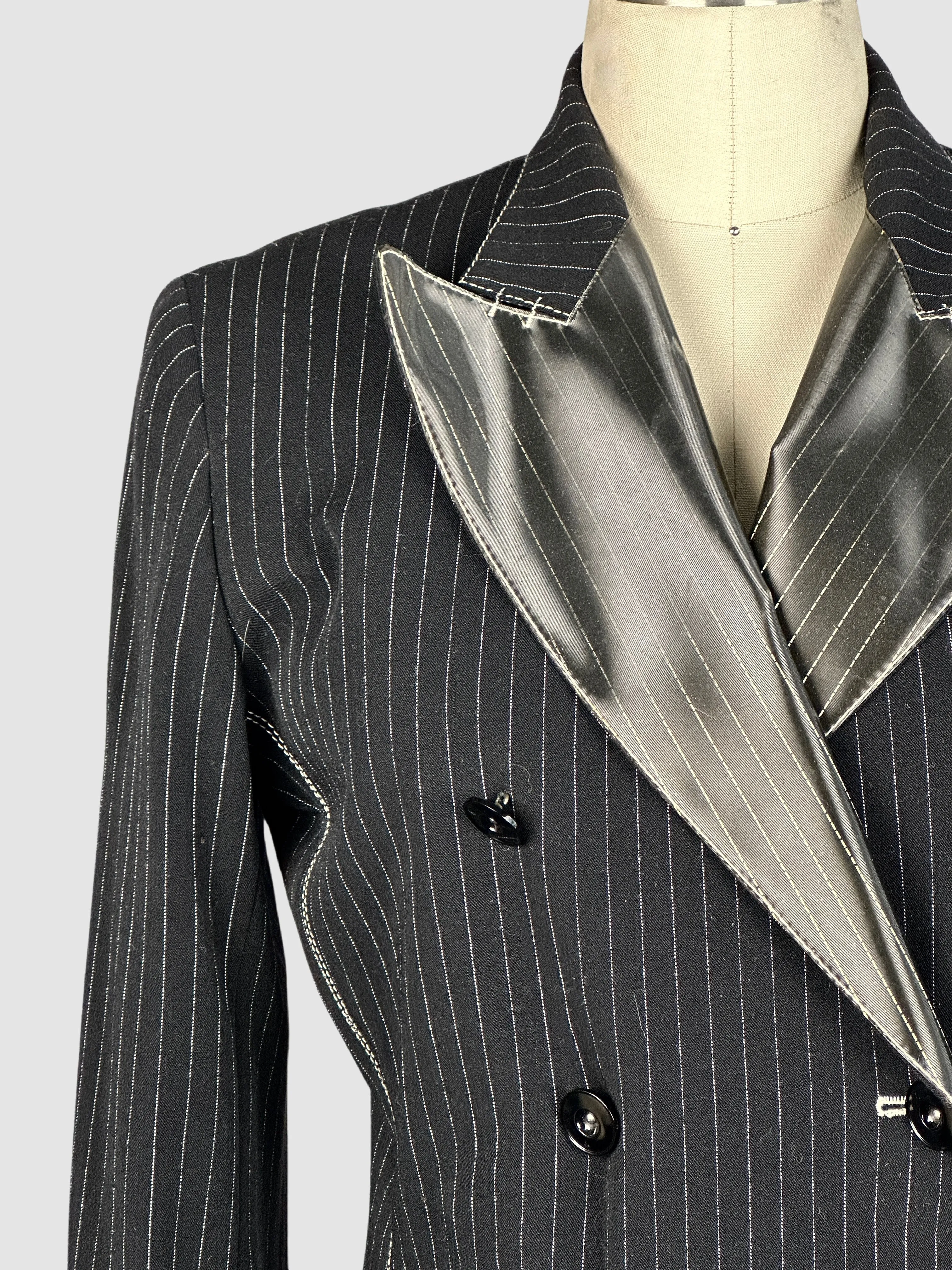 JEAN PAUL GAULTIER Femme 90s Black Pinstripe Blazer  Small