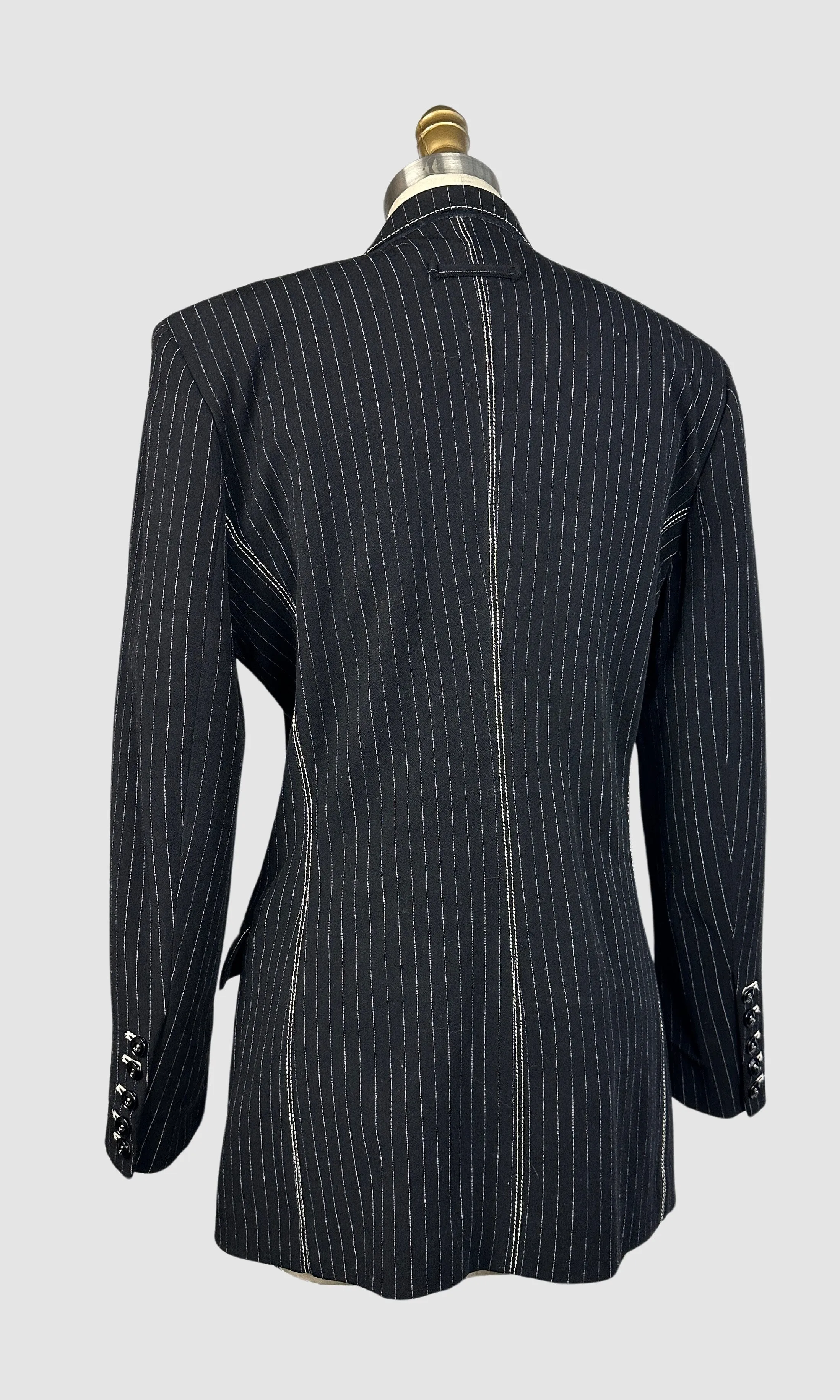 JEAN PAUL GAULTIER Femme 90s Black Pinstripe Blazer  Small