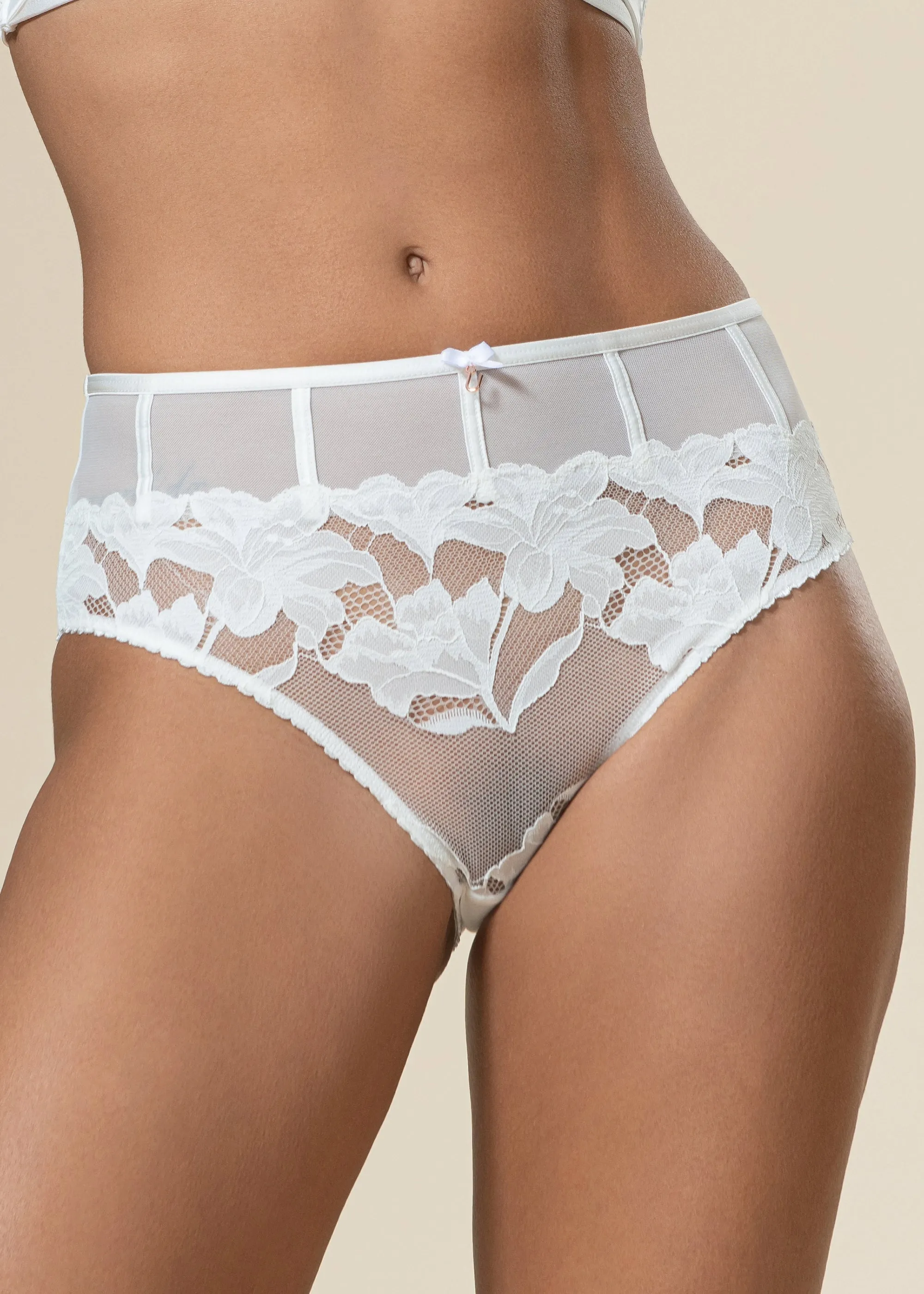 JEAN Seductive Floral White Lace Brief Panties