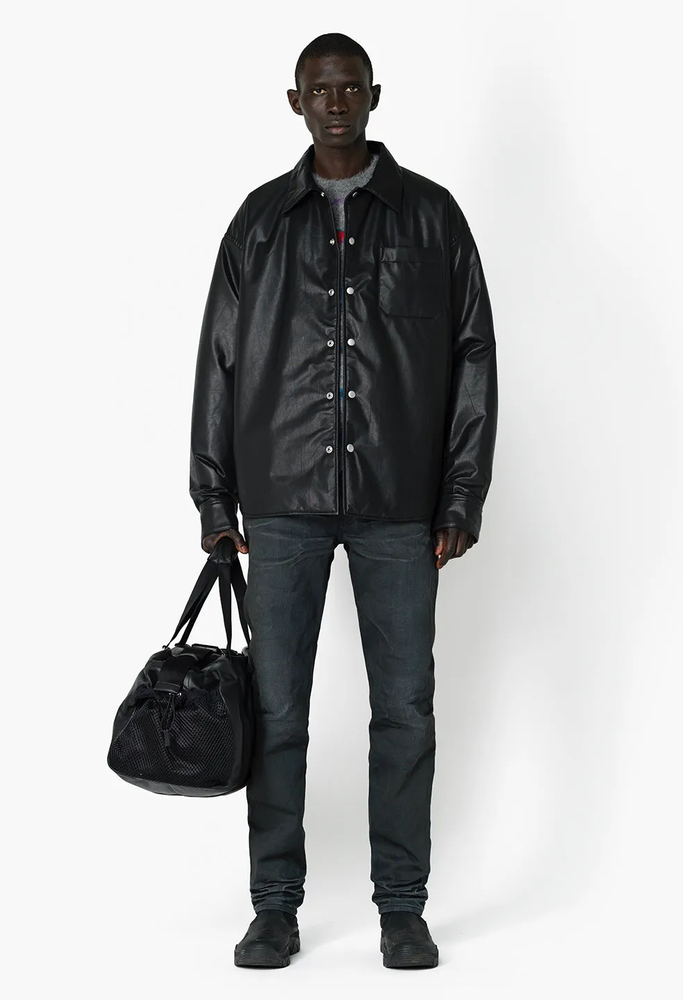 Leather Scout Overshirt / Black