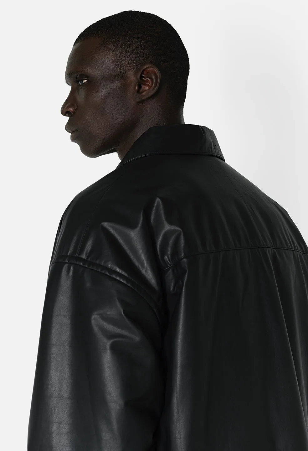 Leather Scout Overshirt / Black