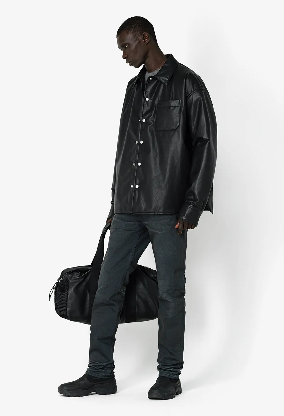 Leather Scout Overshirt / Black