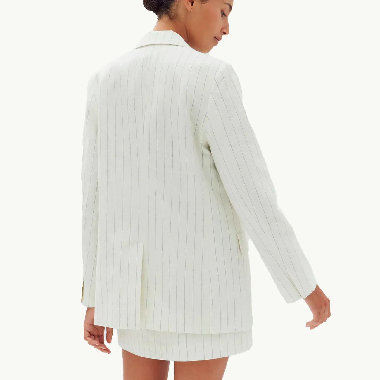 Leila Stripe Linen Jacket - Cream Pinstripe