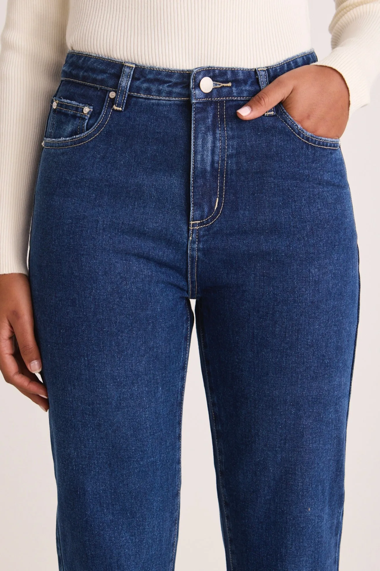 Lexie Dark Blue High Waist Straight Leg Jean