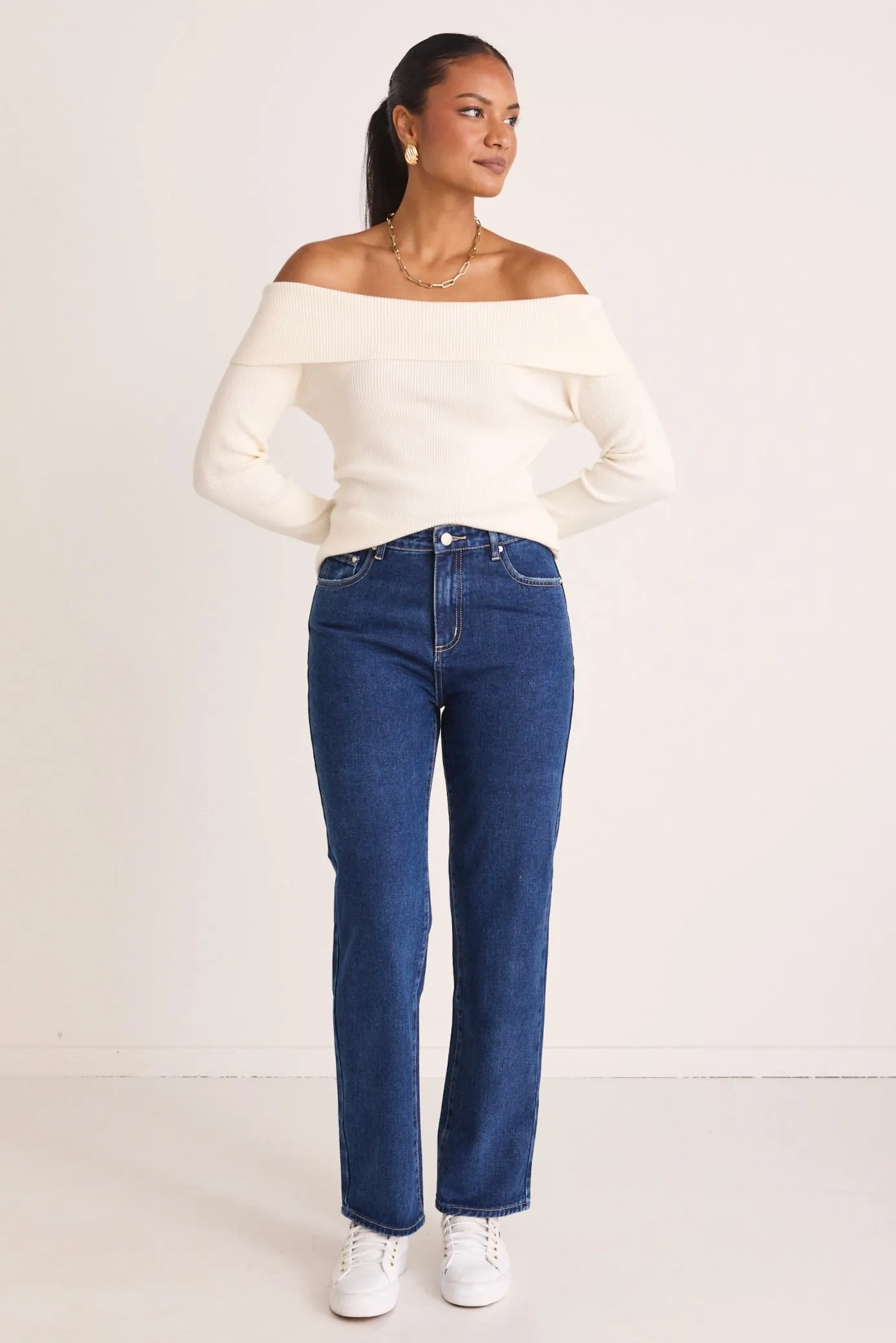 Lexie Dark Blue High Waist Straight Leg Jean