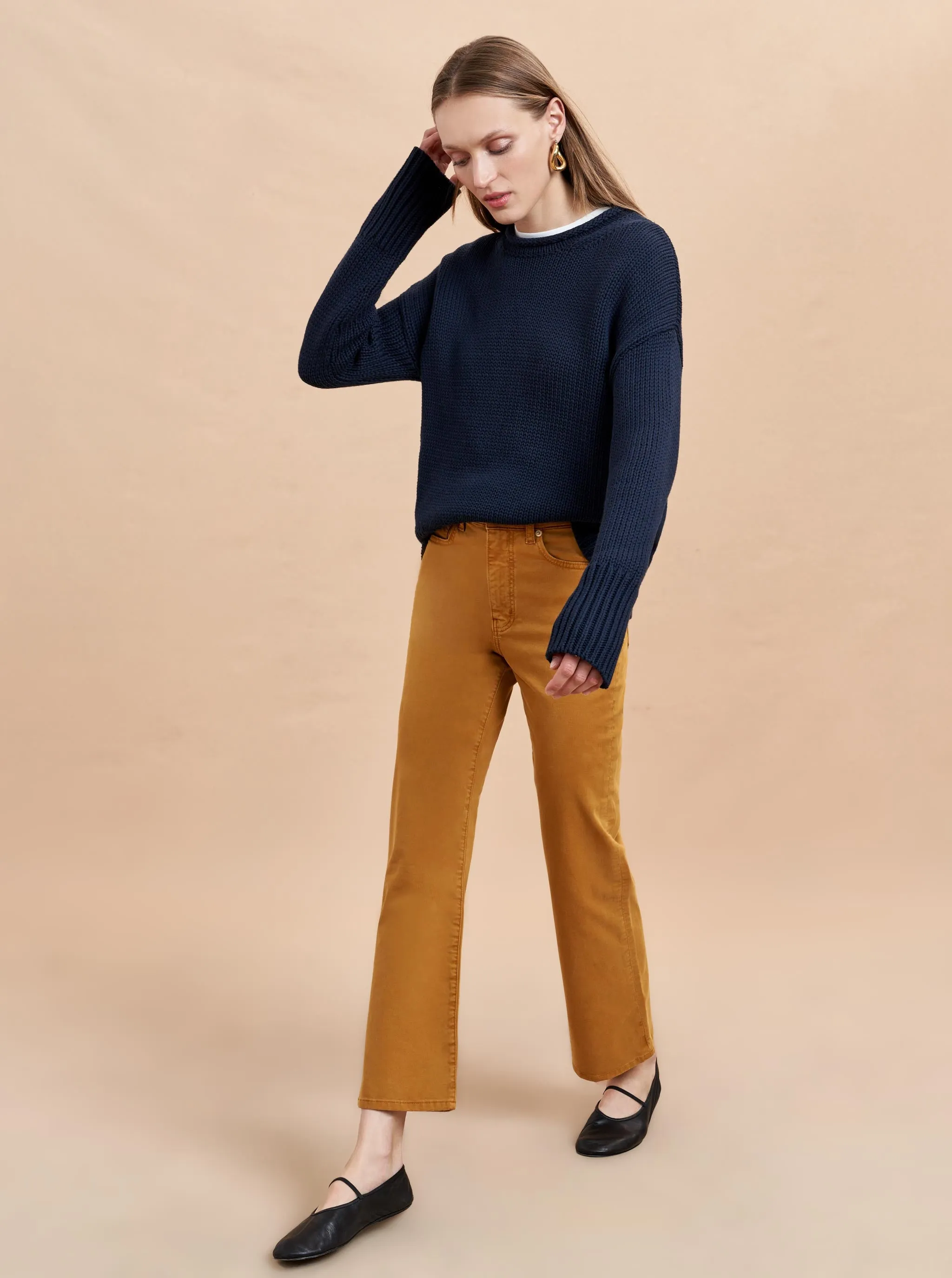 Meredith High-Rise Cropped Flare Twill Pant