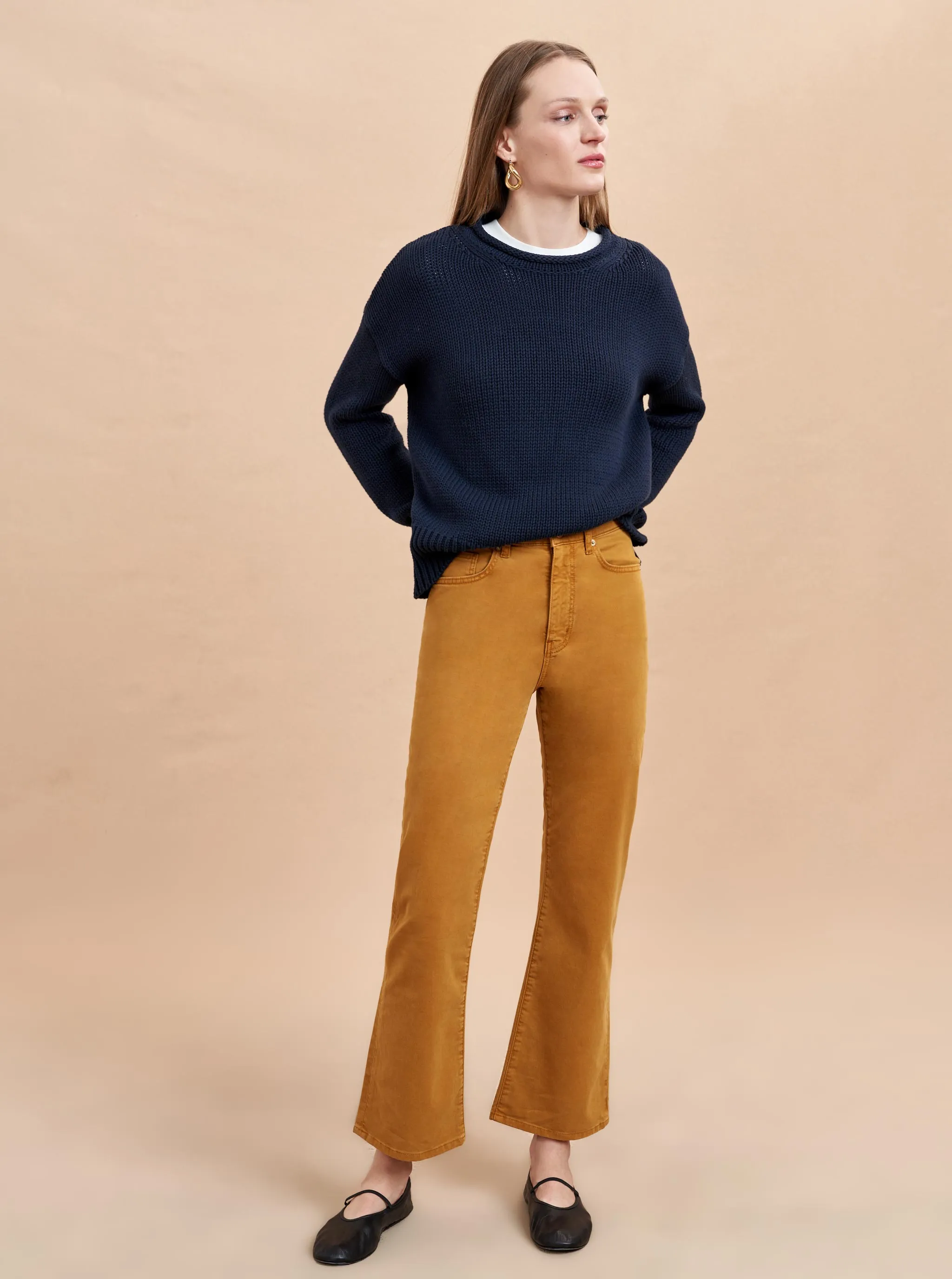 Meredith High-Rise Cropped Flare Twill Pant