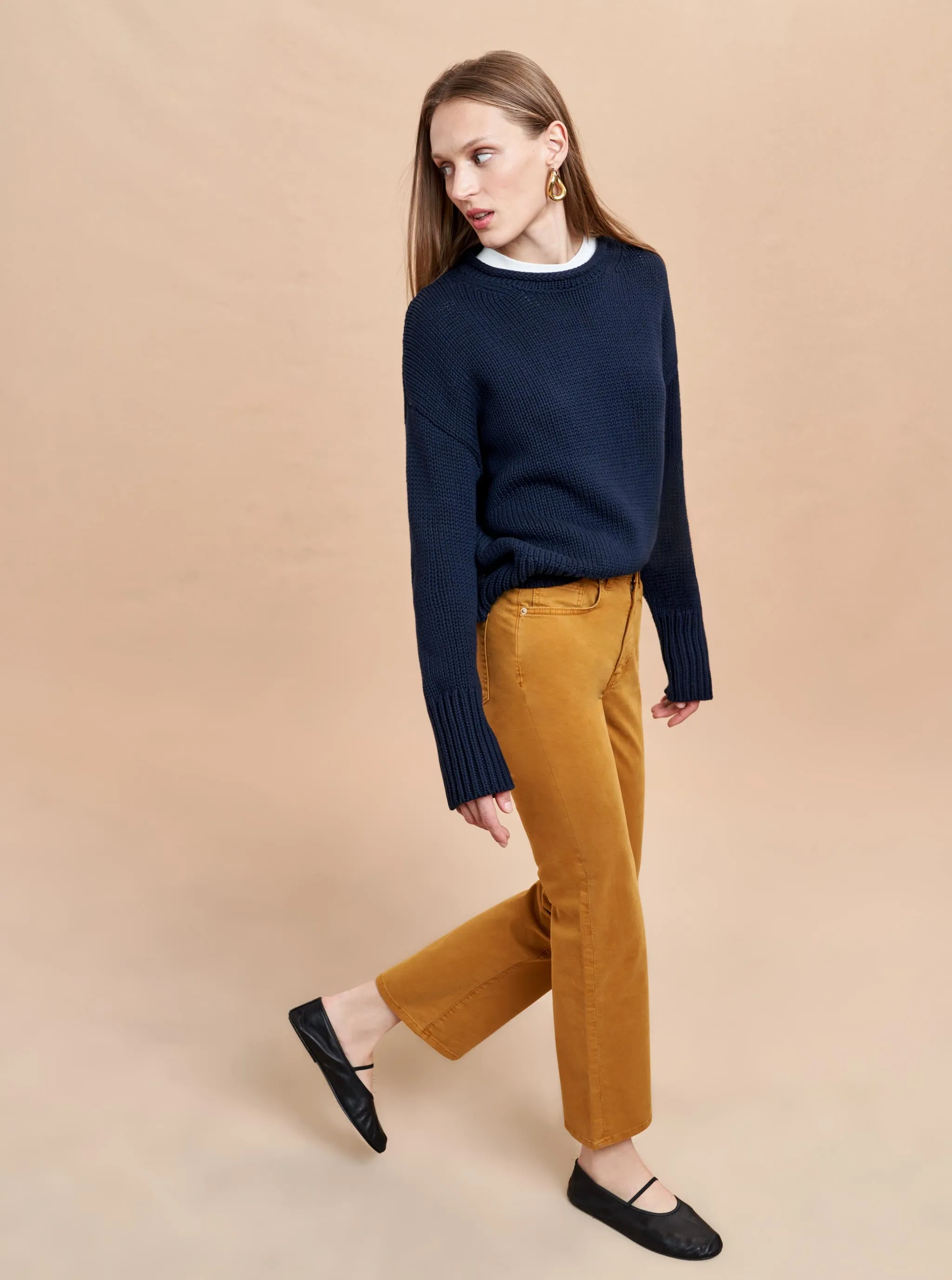 Meredith High-Rise Cropped Flare Twill Pant