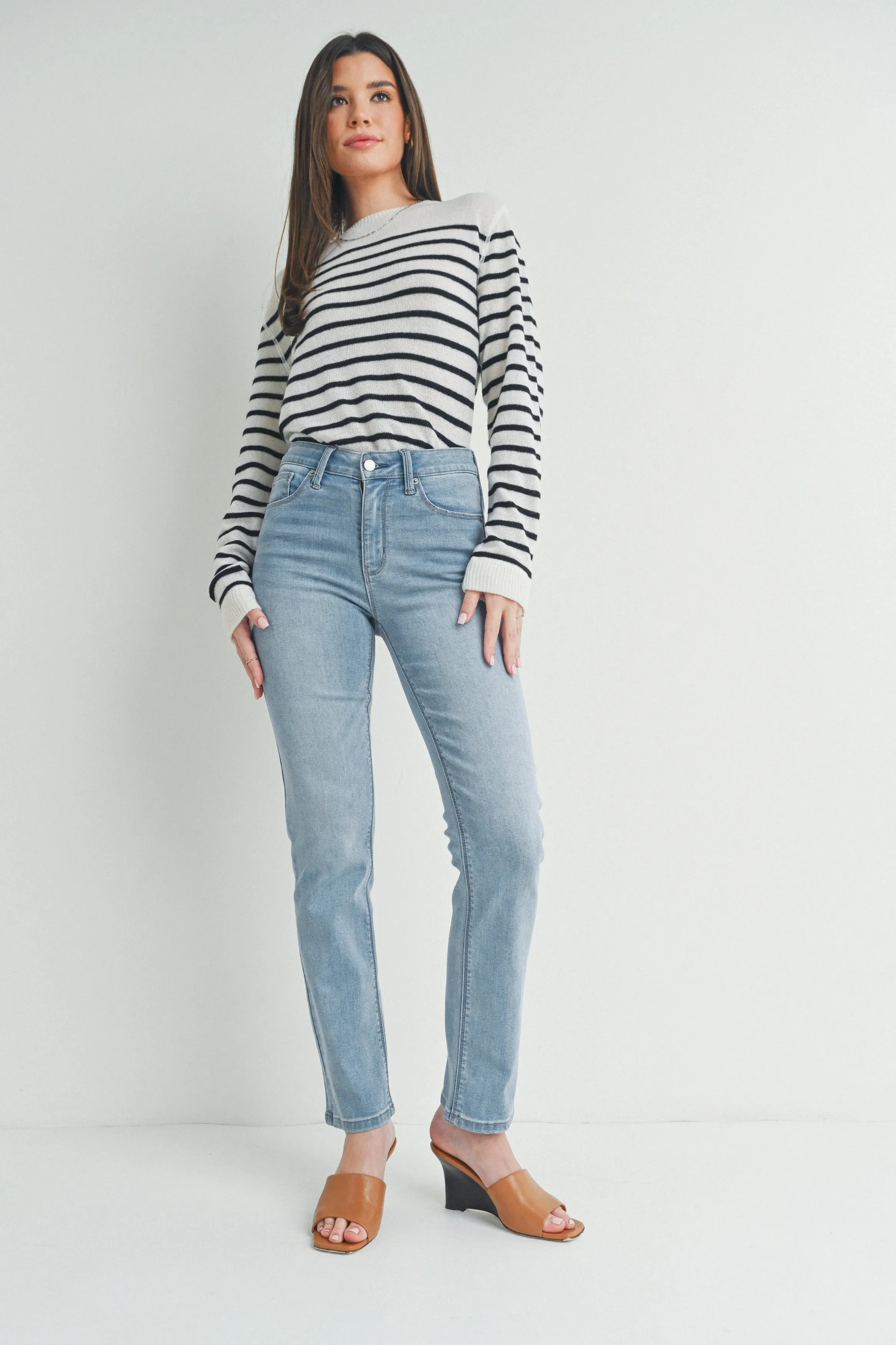 Mid Rise Longer Length Slim Straight