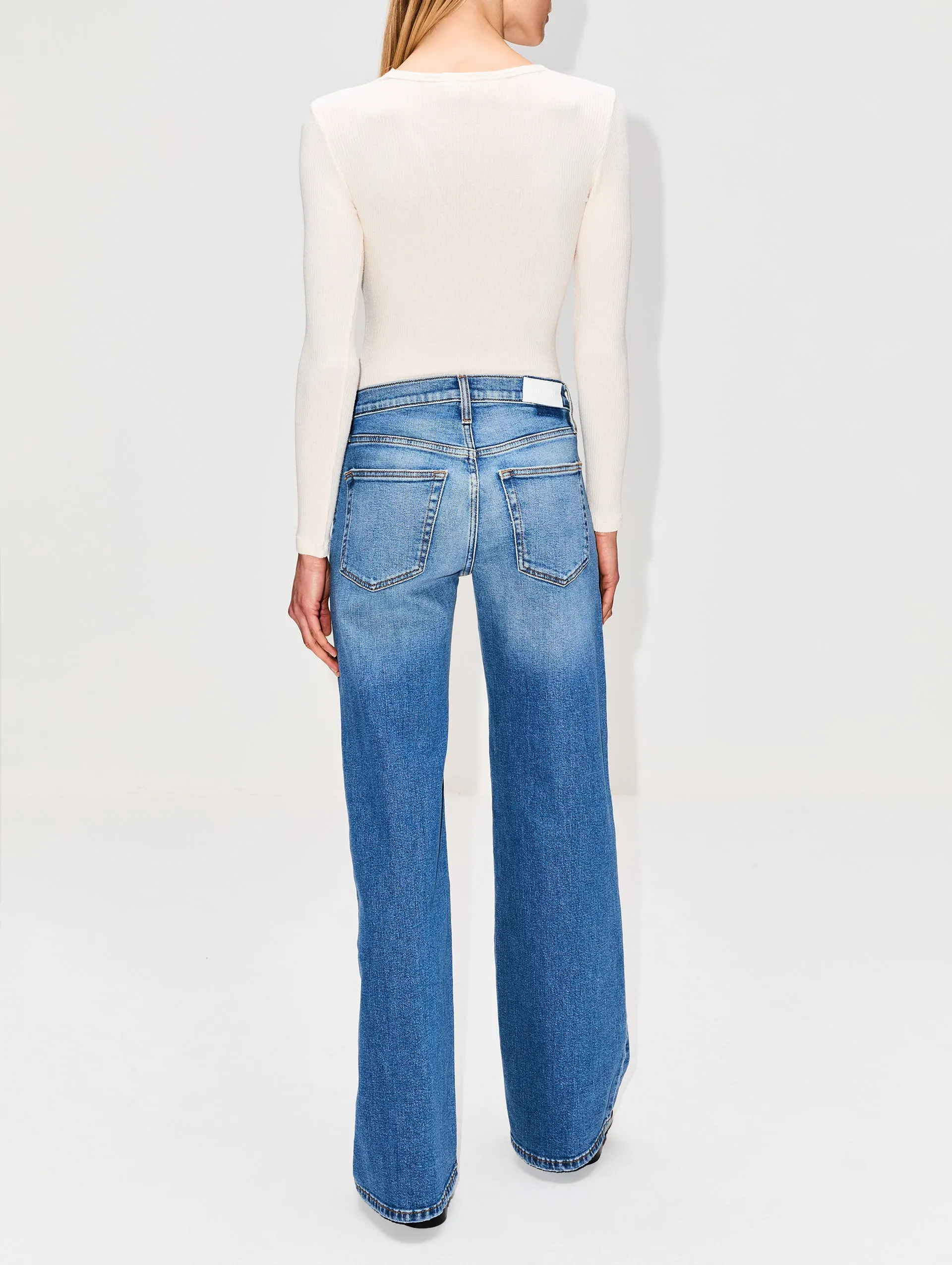 Mid Rise Wide Leg Jean